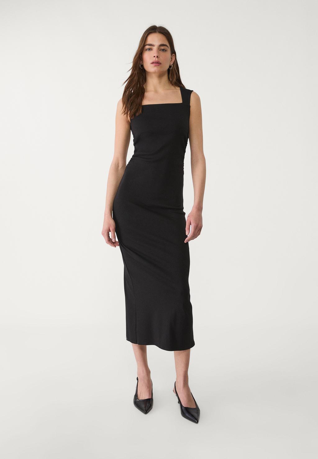 Midi dress with square neckline