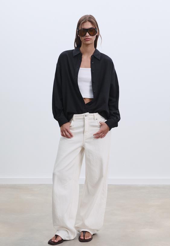 camisa fluida efecto lino