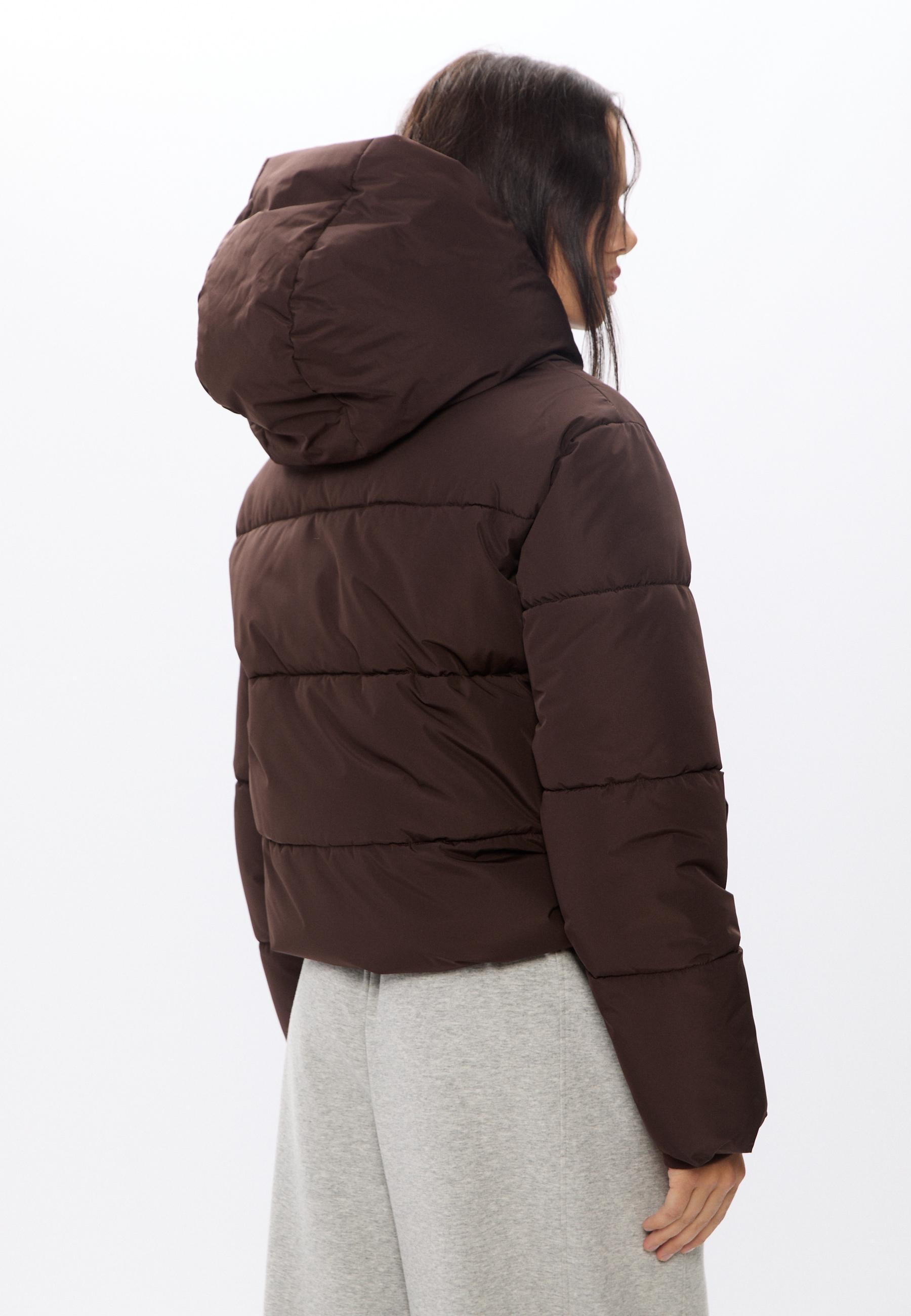 Hooded padded jacket — Brown