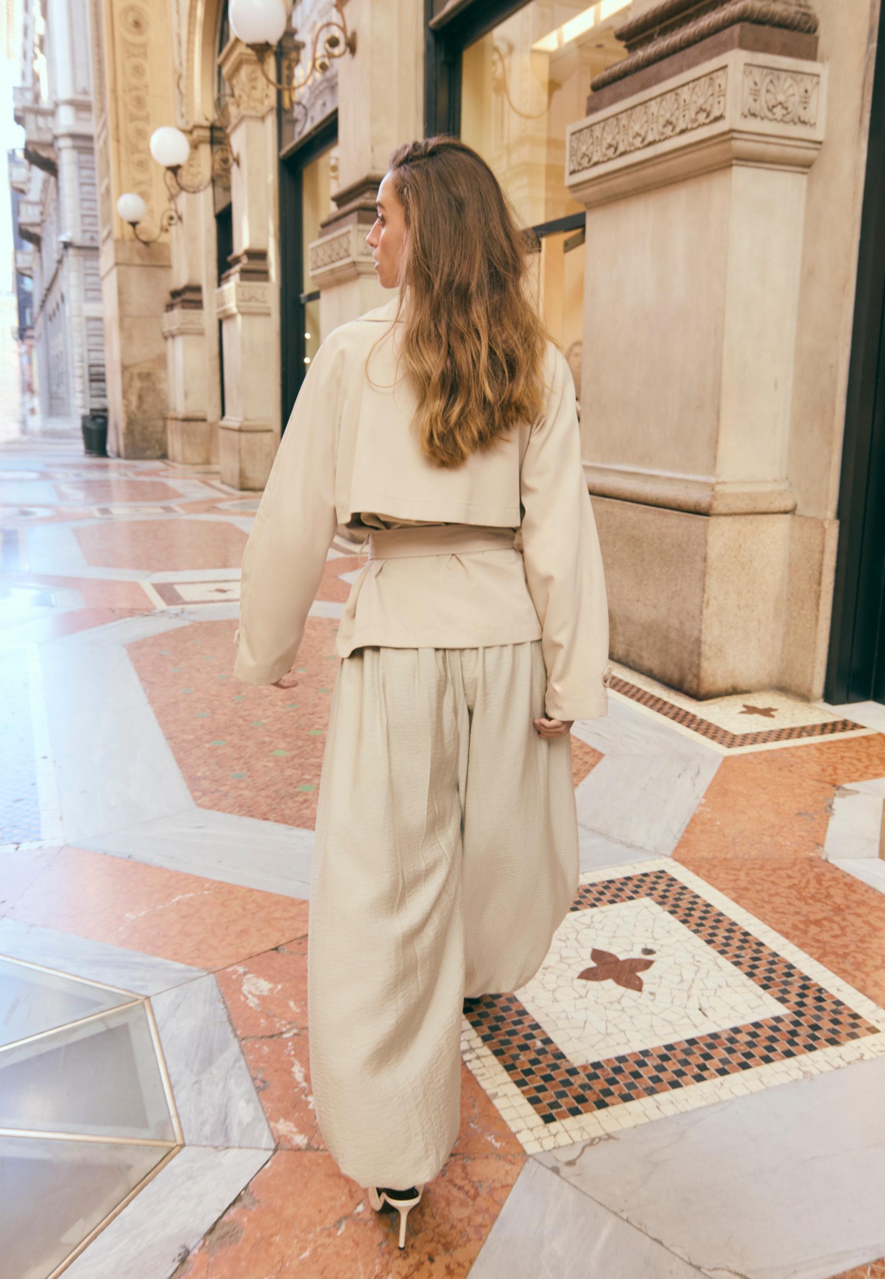 Studded sarouel trousers — Khaki