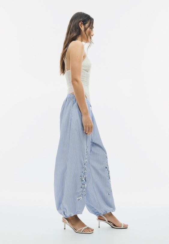 pantalon balloon bordados