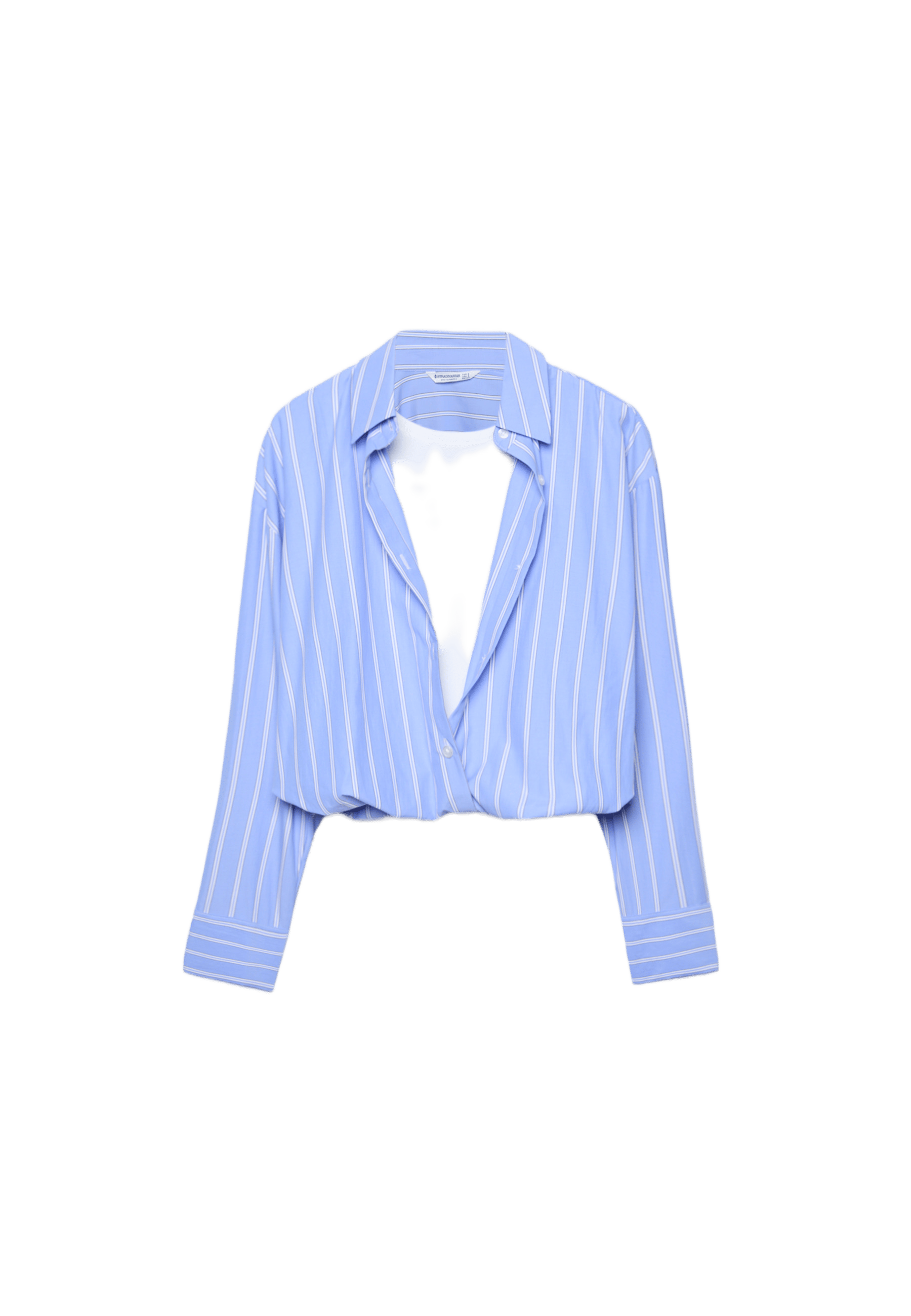 Balloon shirt in two materials — Sky blue