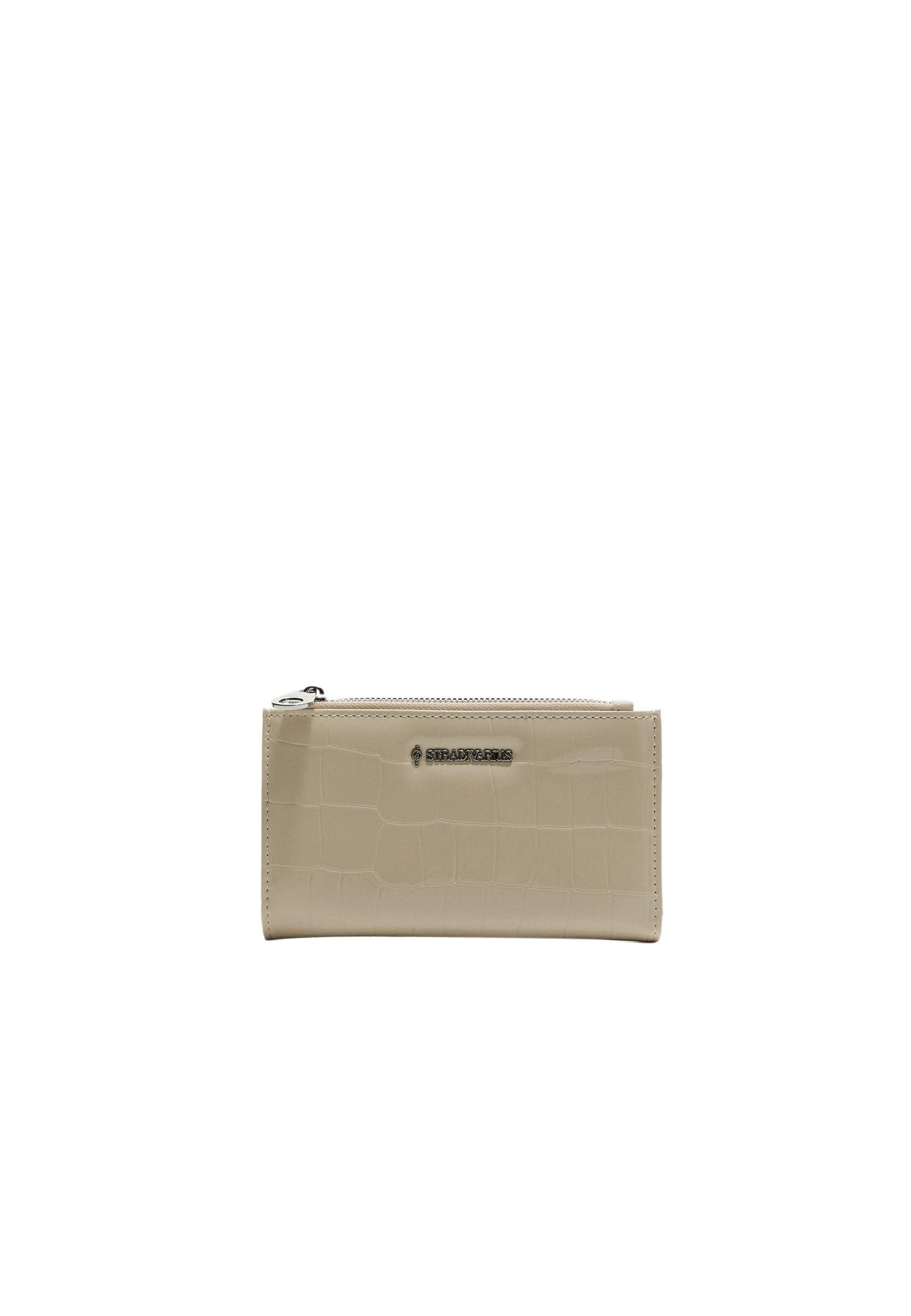 Basic mock croc wallet — Ecru