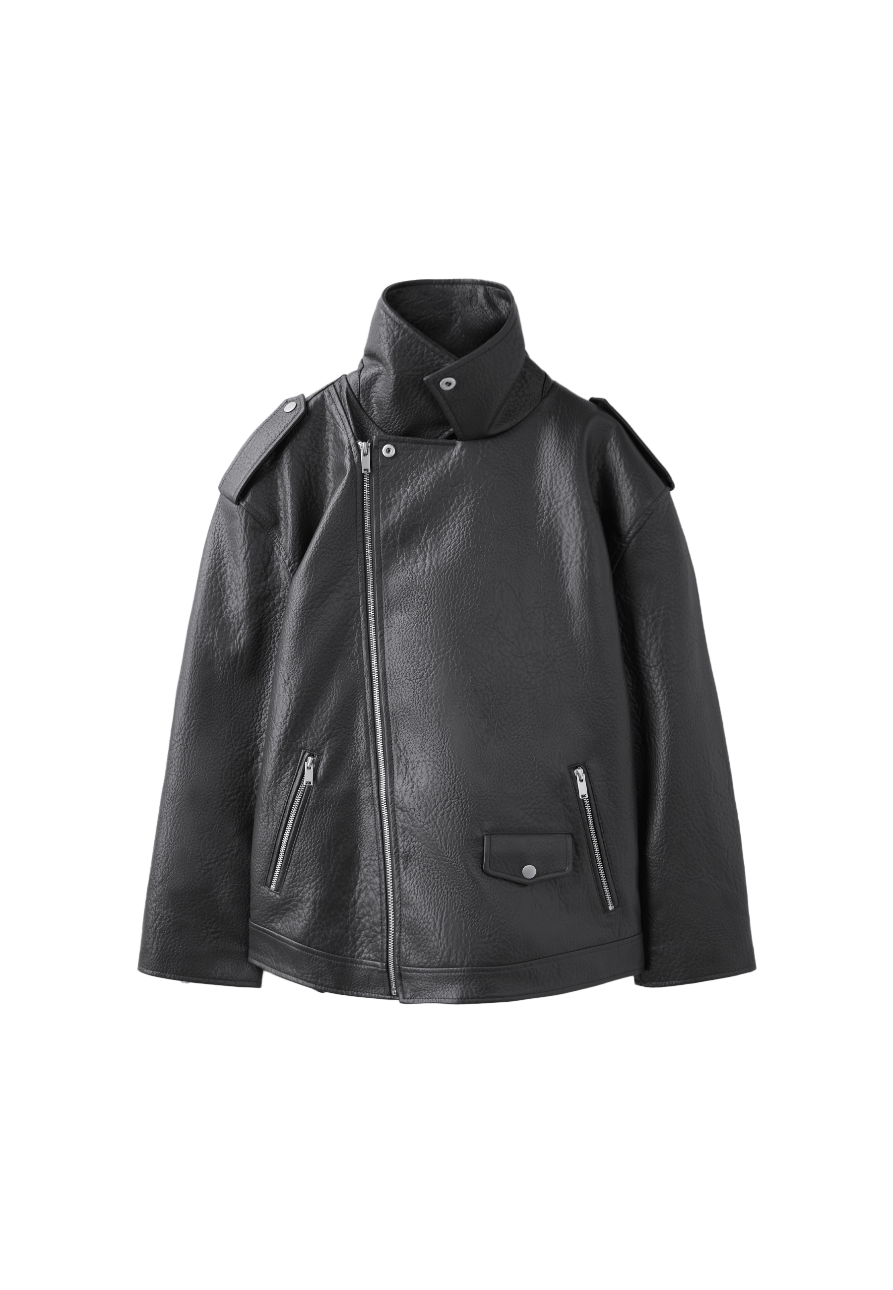 Leather effect biker jacket — Dark grey
