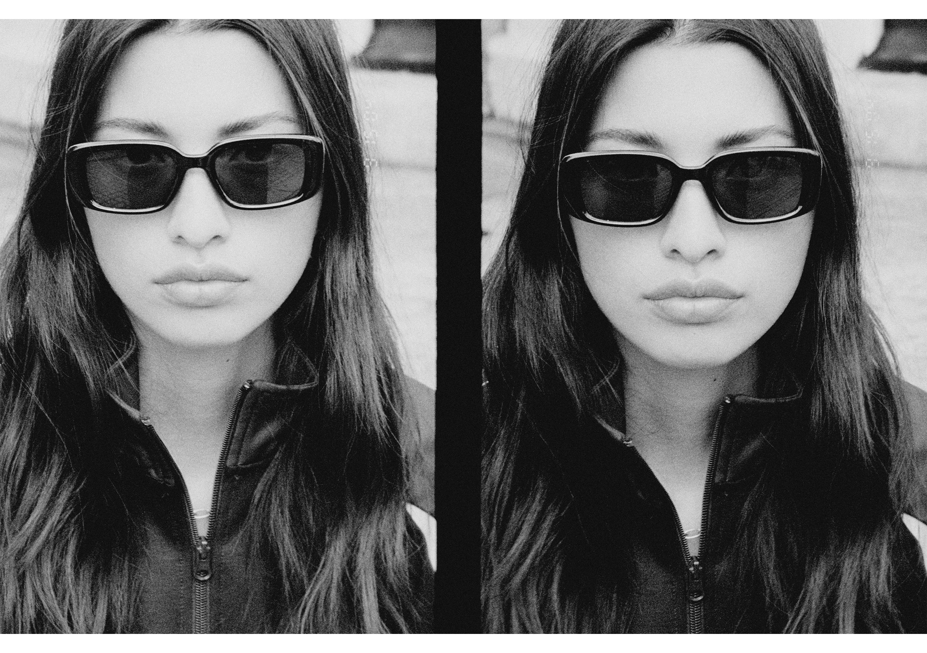 Tortoiseshell rectangular sunglasses — Black