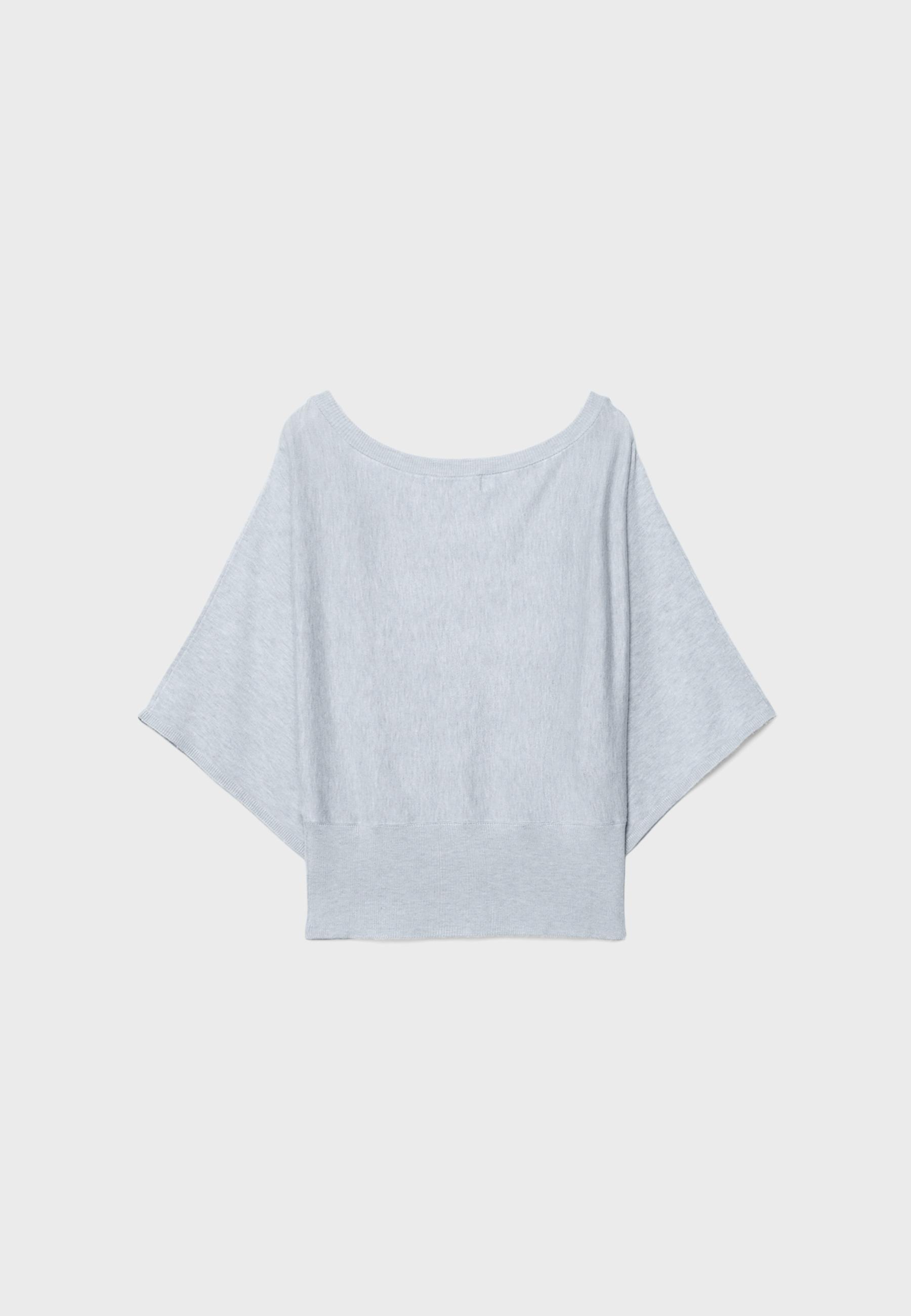 Wide sleeve knit sweater — Grey melange