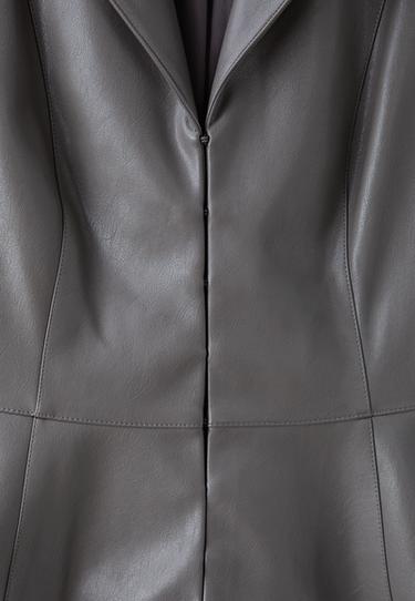 Fitted leather effect peplum blazer — Dark grey 9