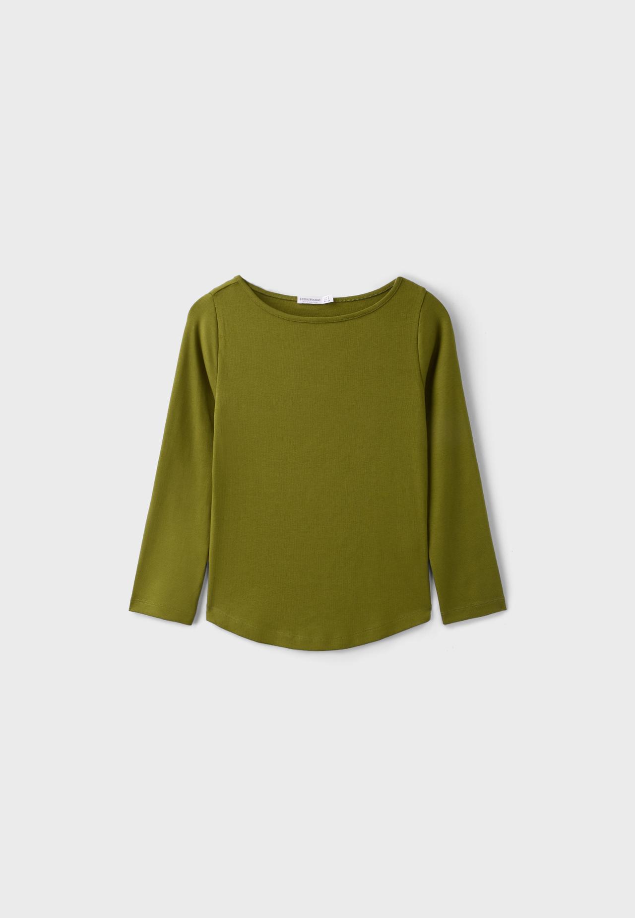 Boat neck basic T-shirt — Dark green