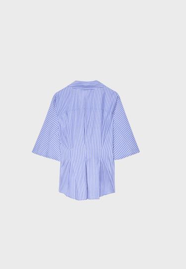Fitted kimono sleeve shirt with pleats — Blue 7