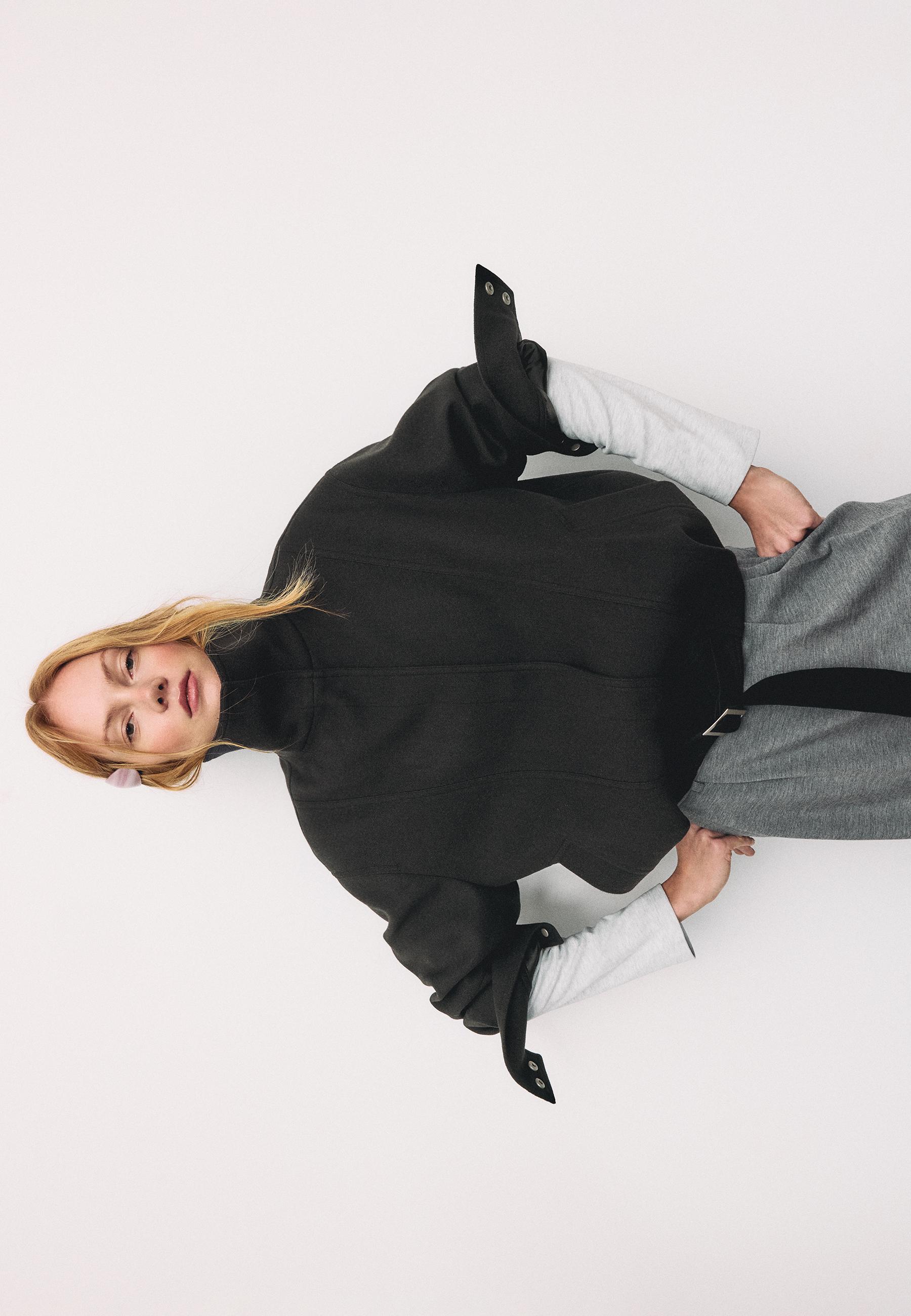 Oversize soft-touch bomber jacket — Black