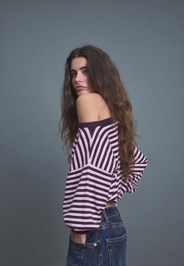 Asymmetric ribbed hem knit jumper — AUBERGINE 5