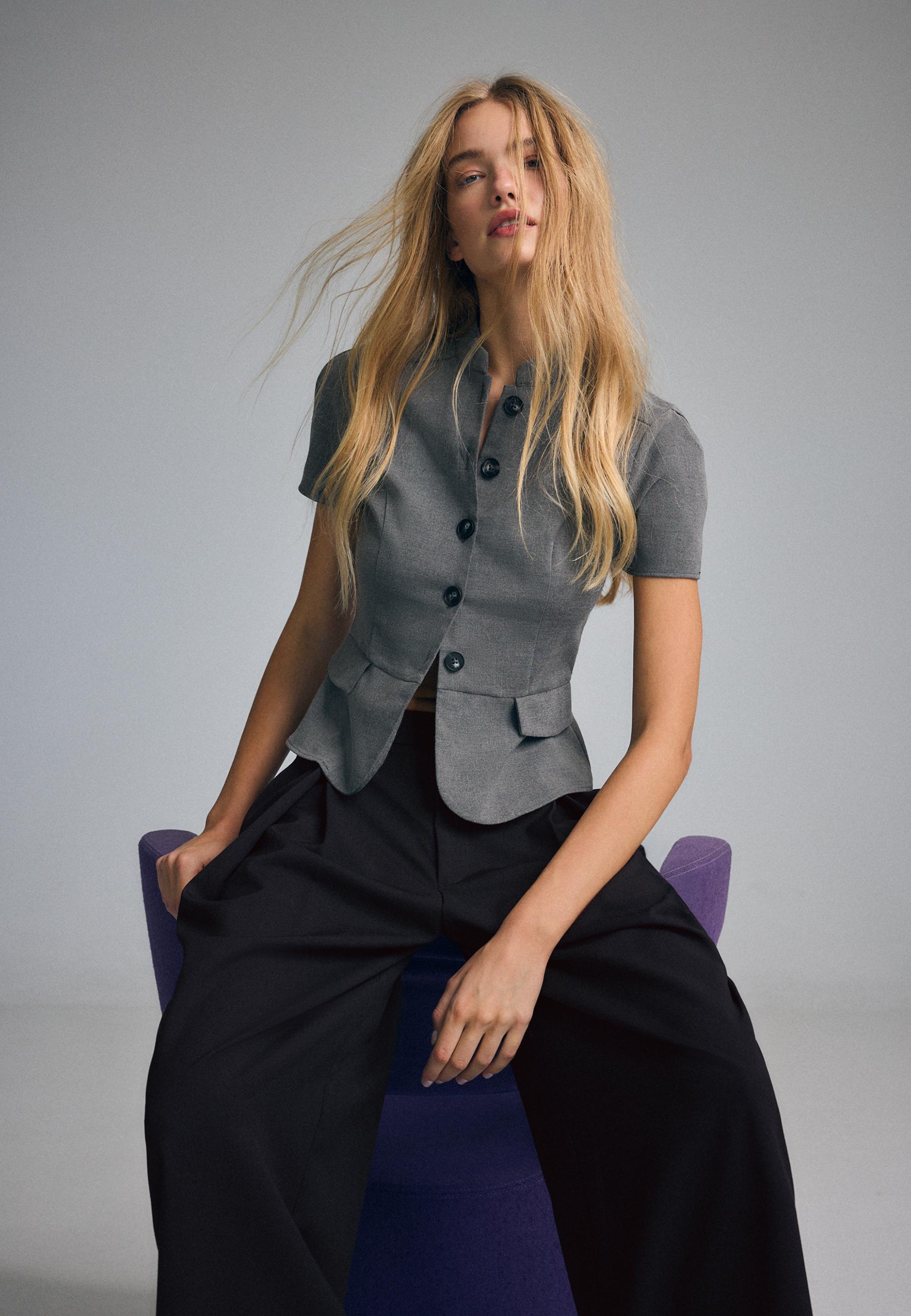 Fitted short sleeve shirt — Grey