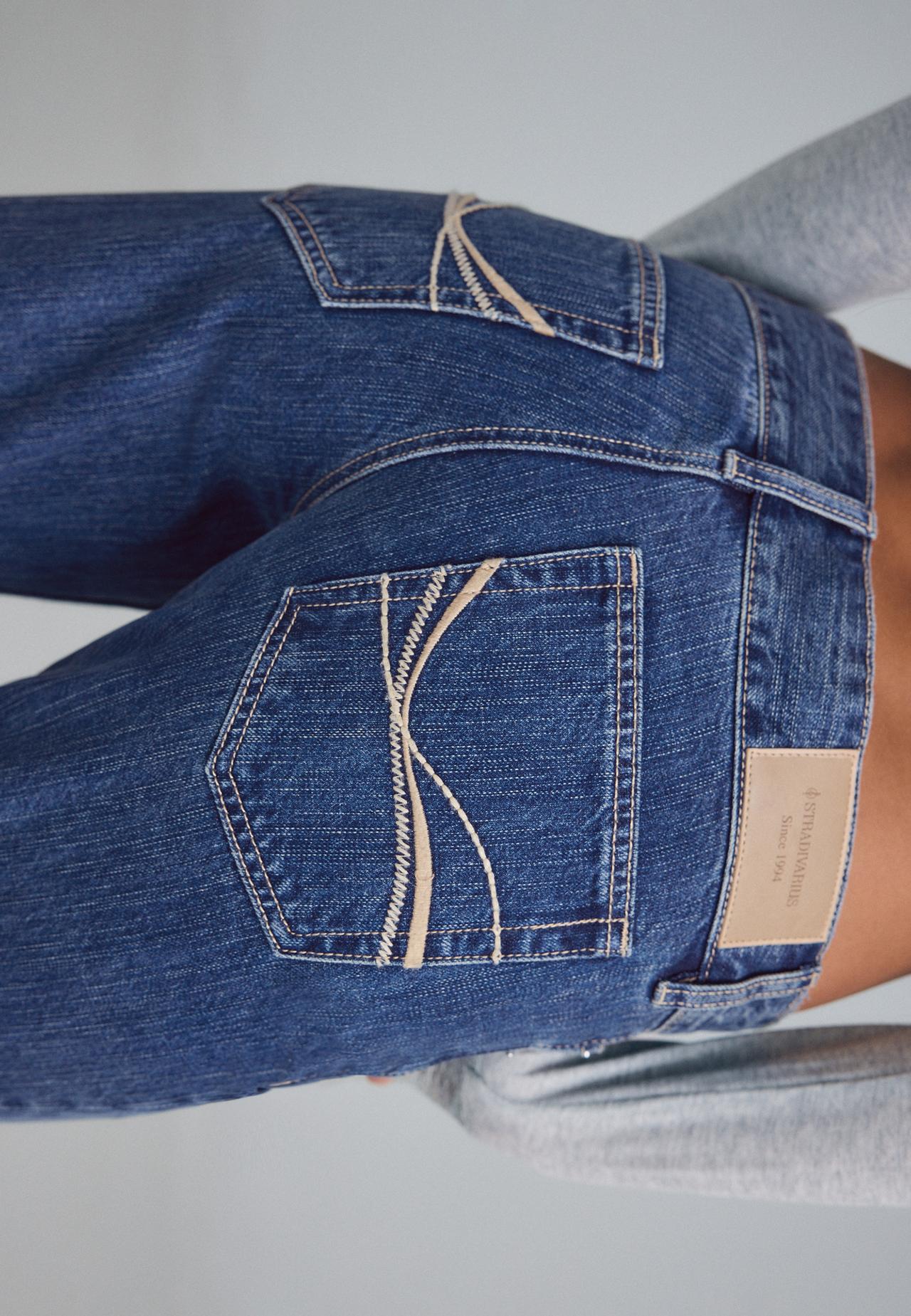 Low-rise straight jeans with hammer waist — MEDIUM BLUE DENIM