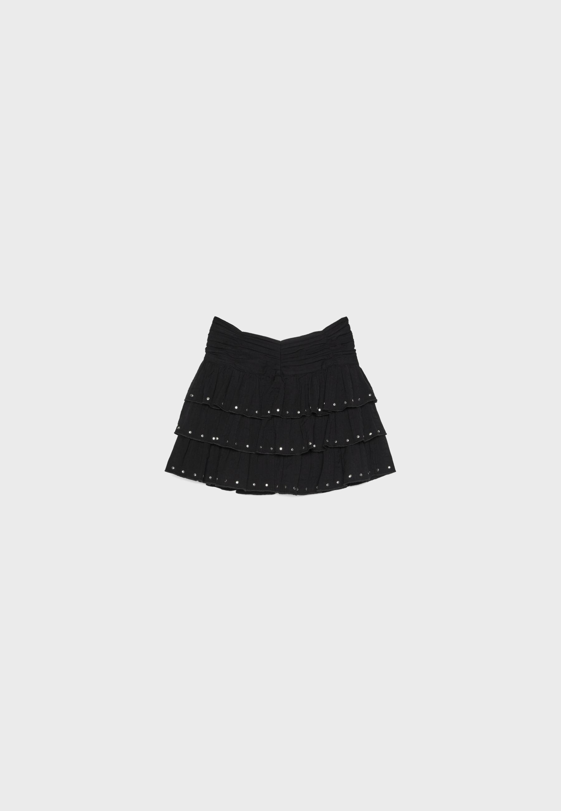 Studded frill skort — Black