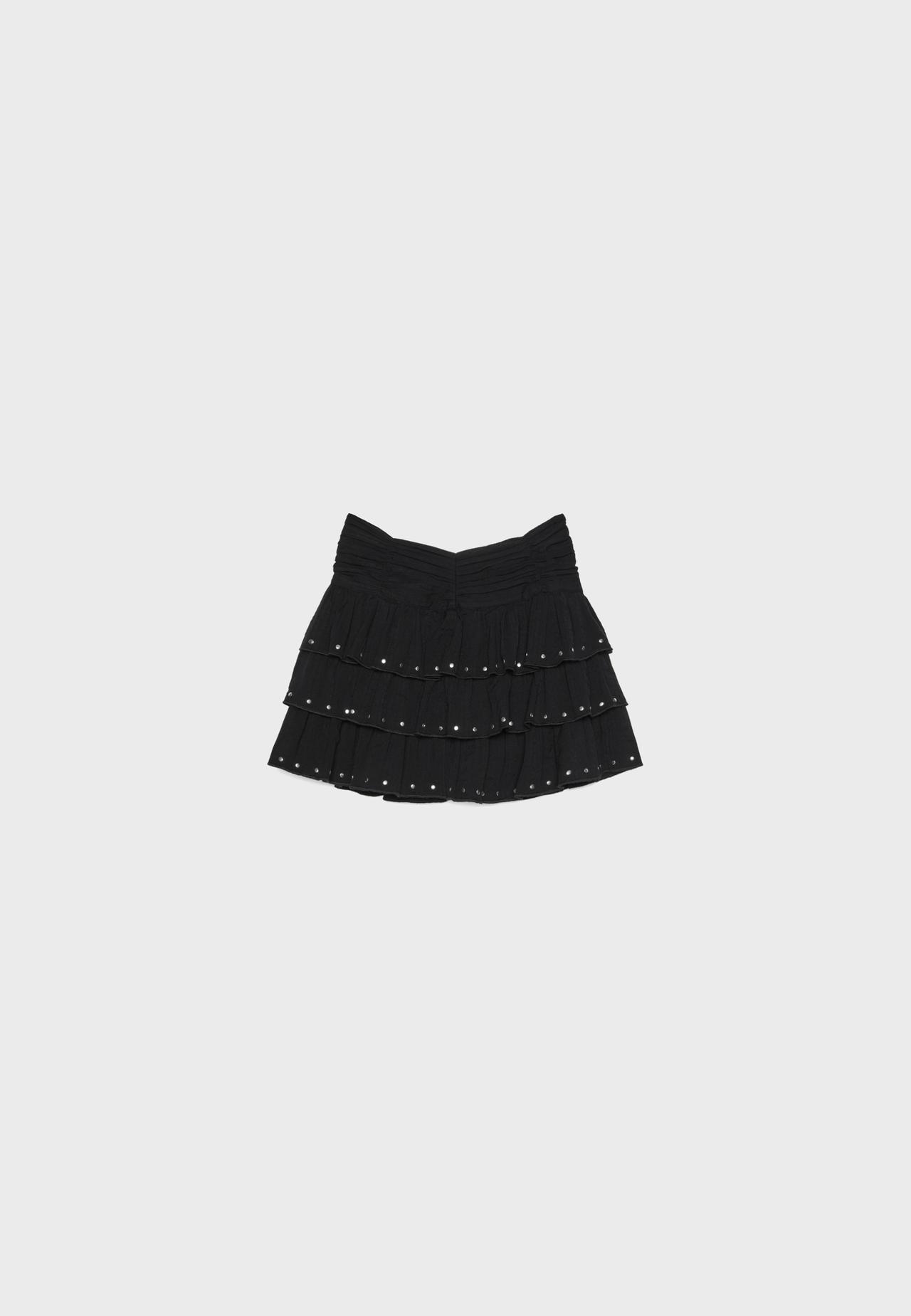 Studded frill skort — Black