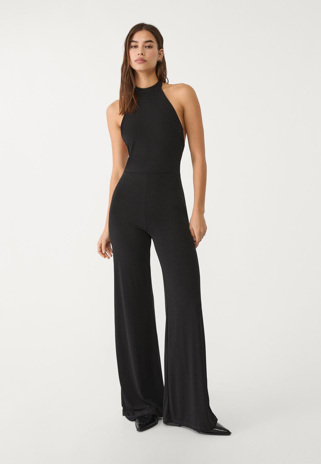 Halter jumpsuit with open back