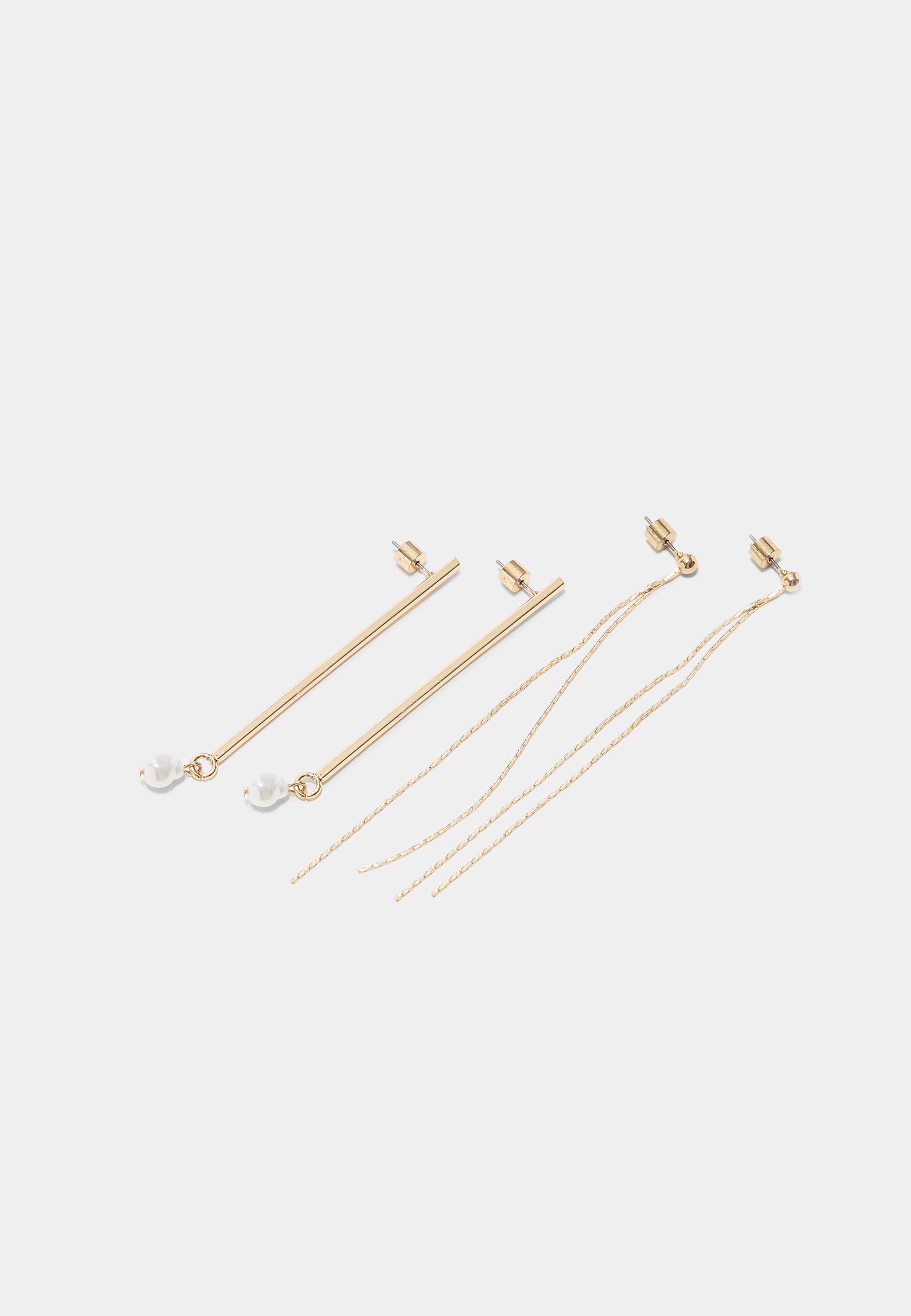Set of 2 dangle earrings — Gold