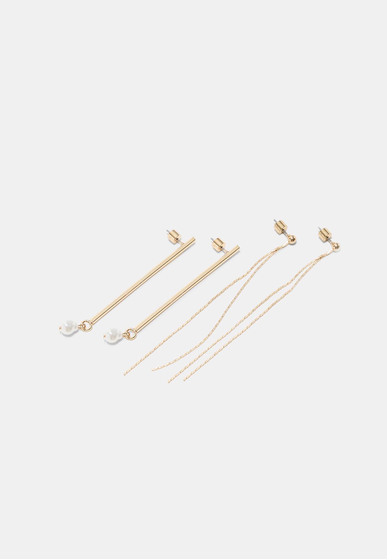 Set of 2 dangle earrings — Gold