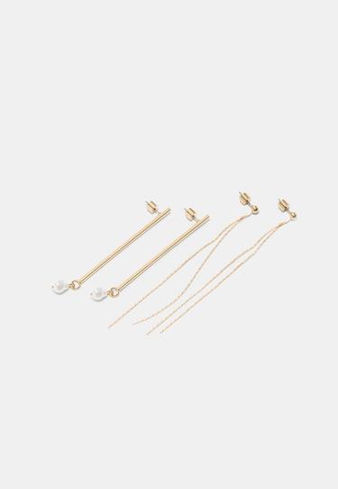 Set of 2 dangle earrings — Gold 3