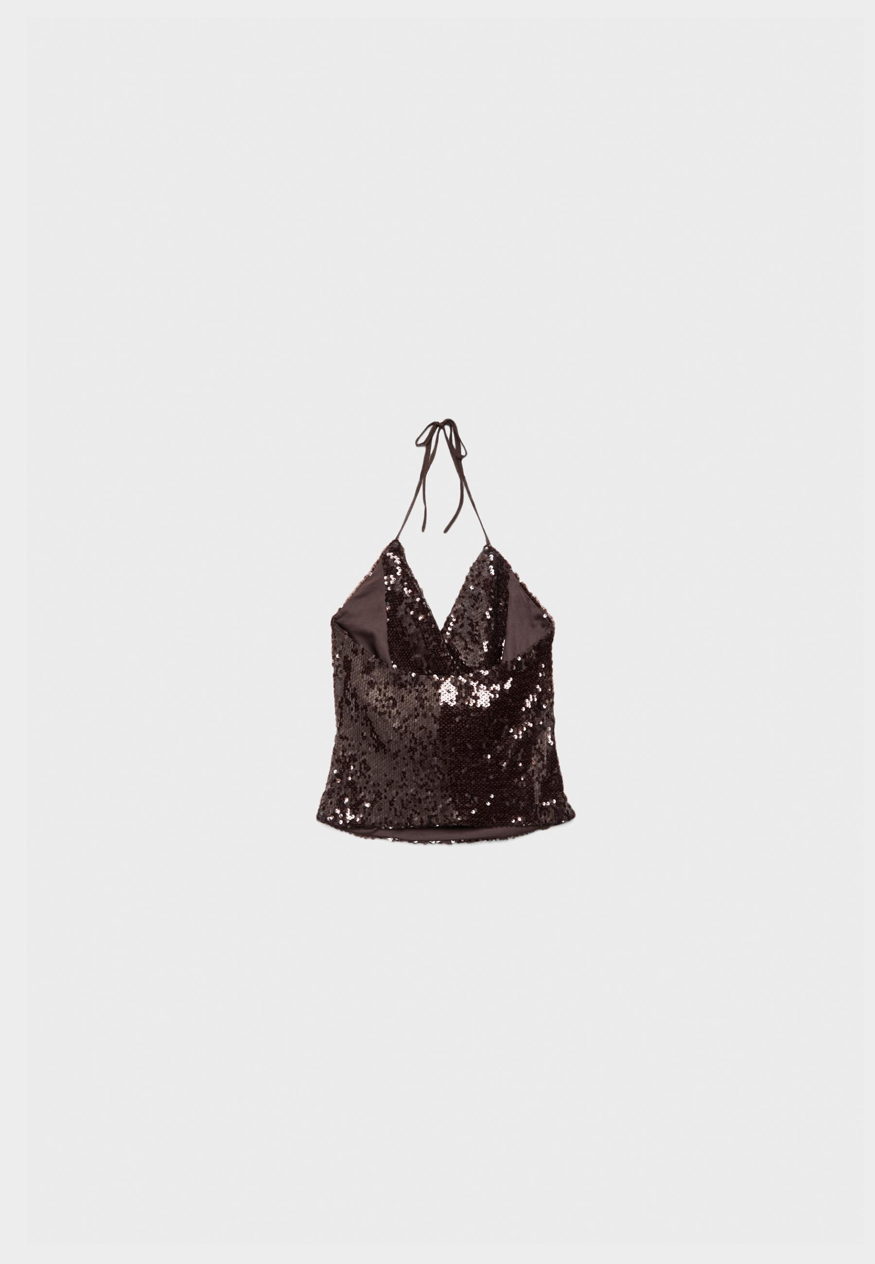 Sequin halter top — Brown