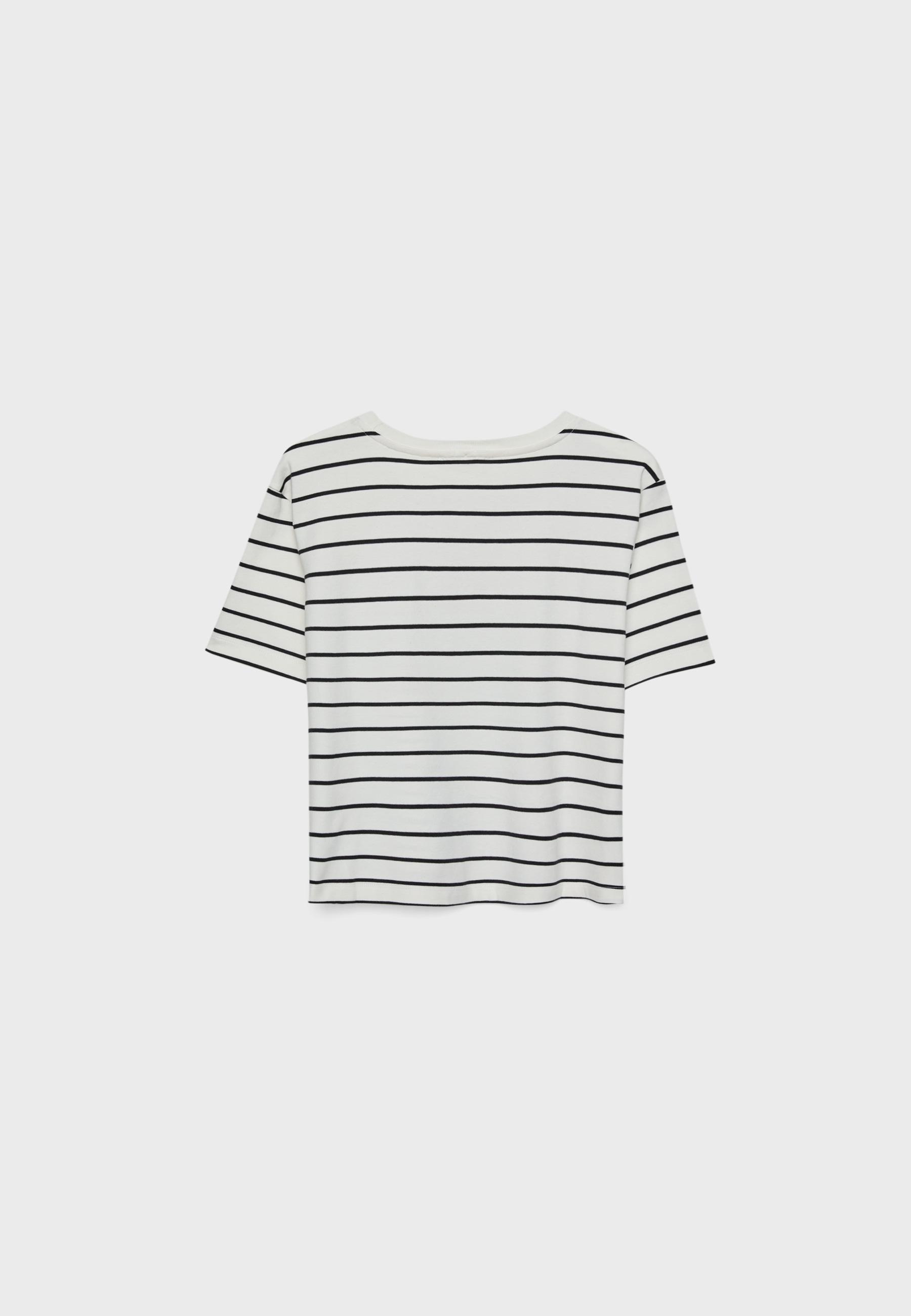 Basic heavy weight striped regular fit T-shirt — Ecru