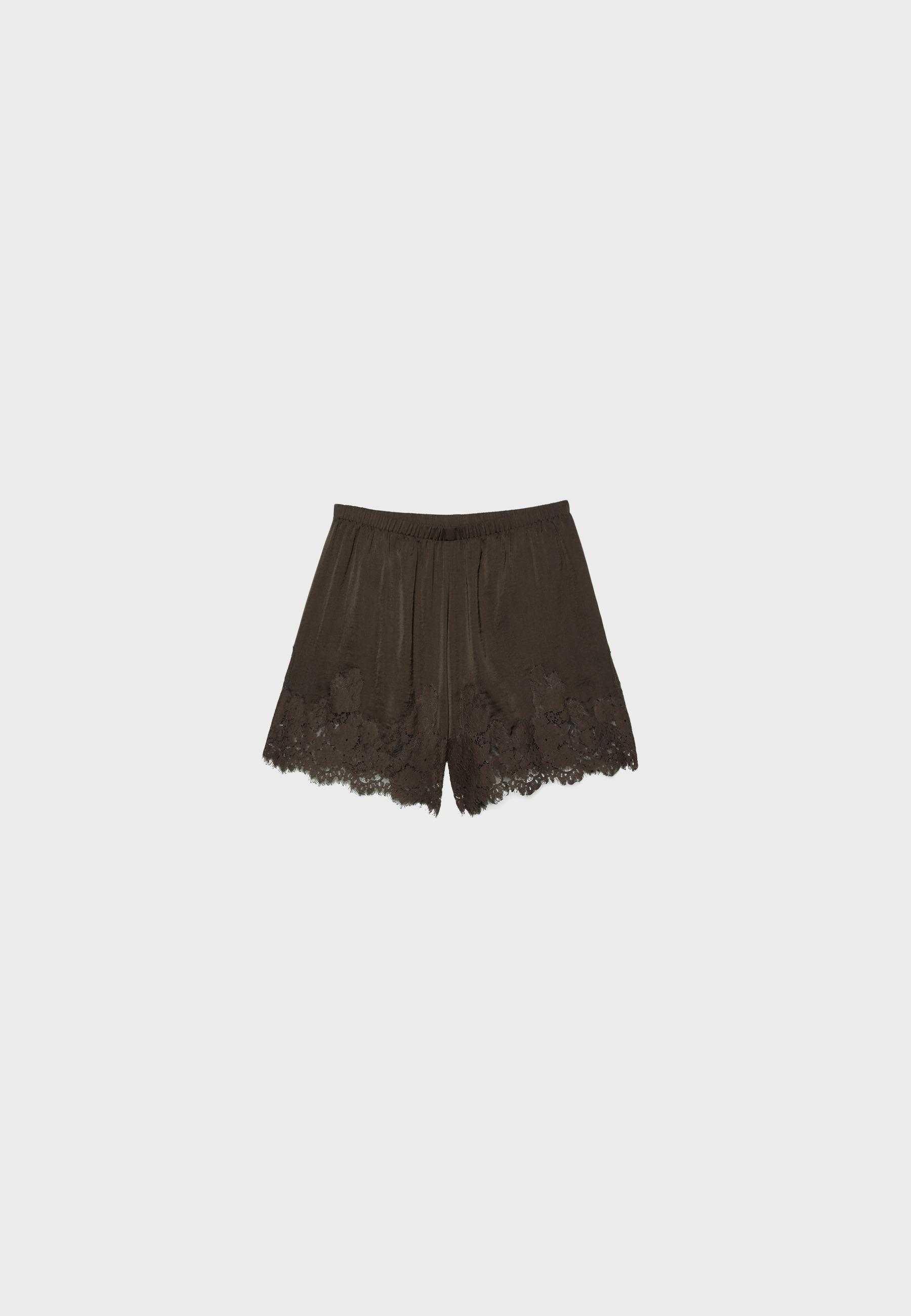 Satin camisole shorts — Brown