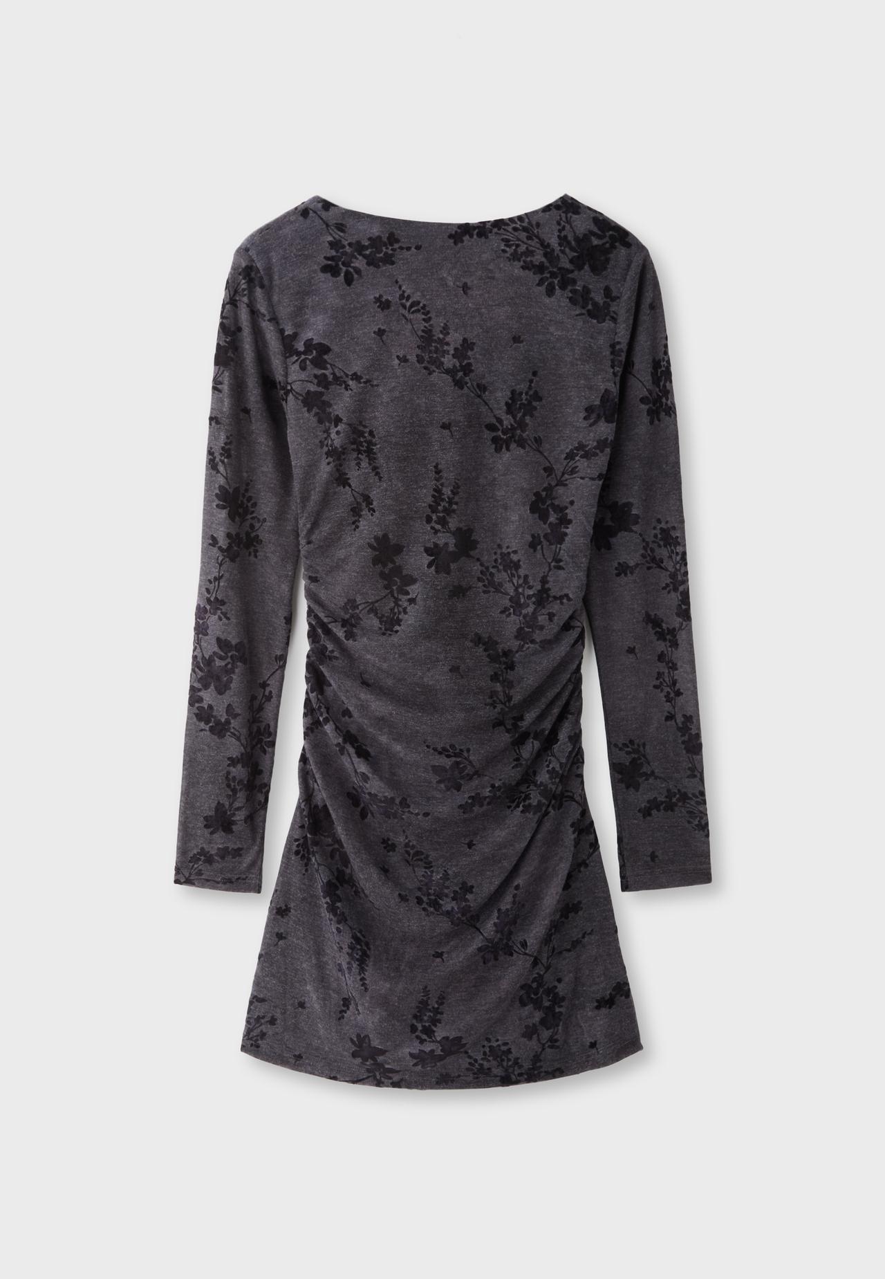 Short flocked dress — Dark grey