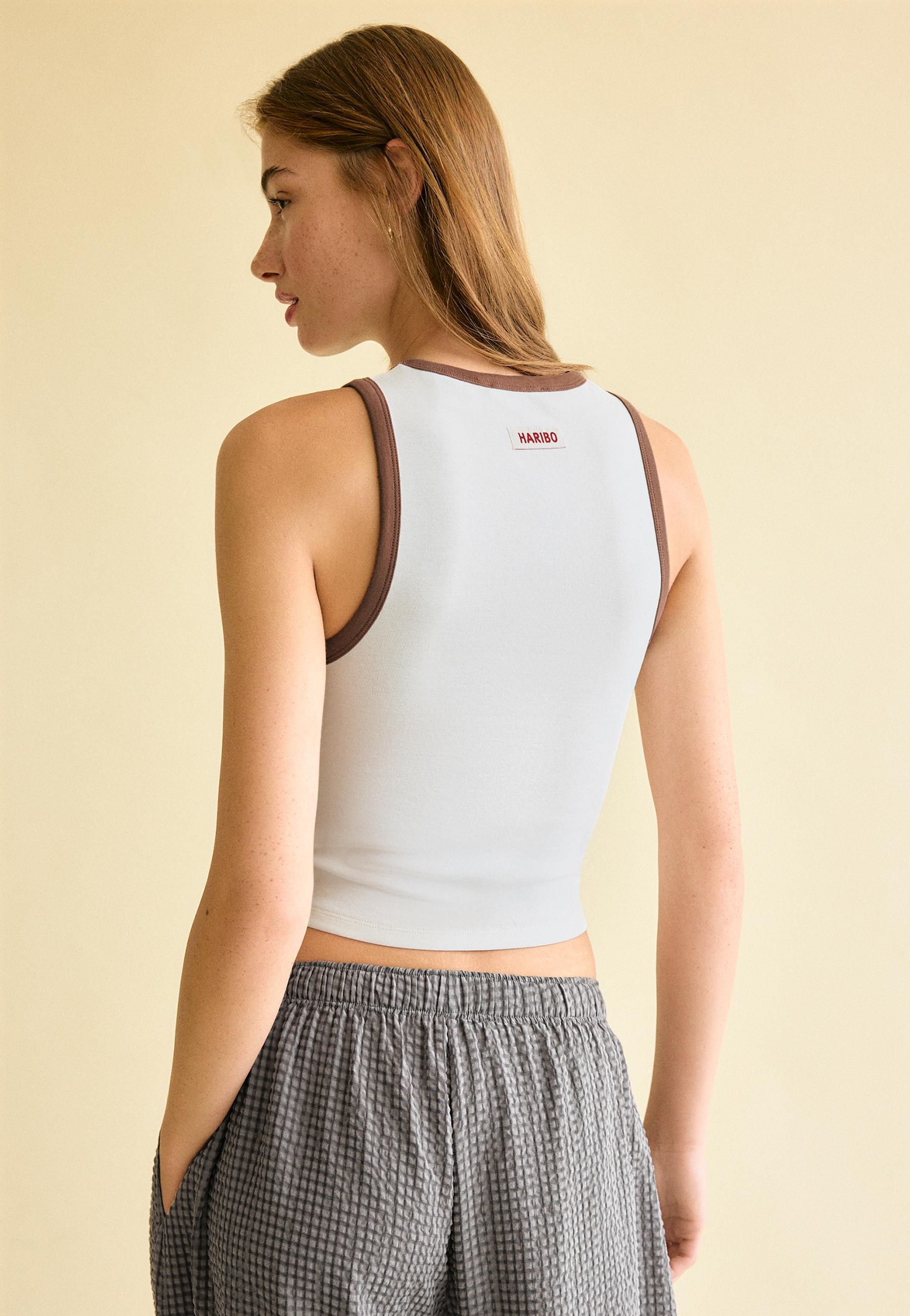 Haribo print racerback T-shirt — Ecru