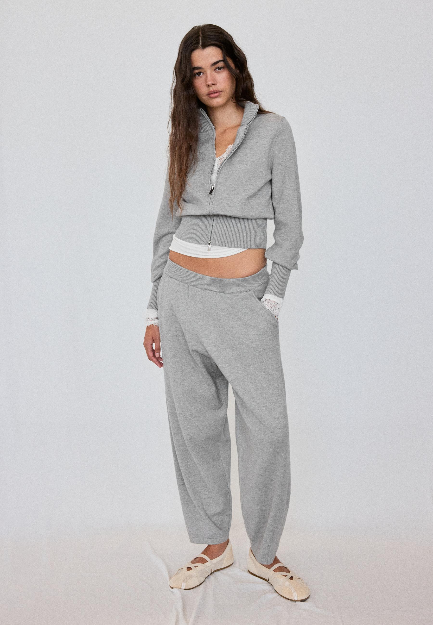 Stradivarius Triko barrel pantolon görsel 3