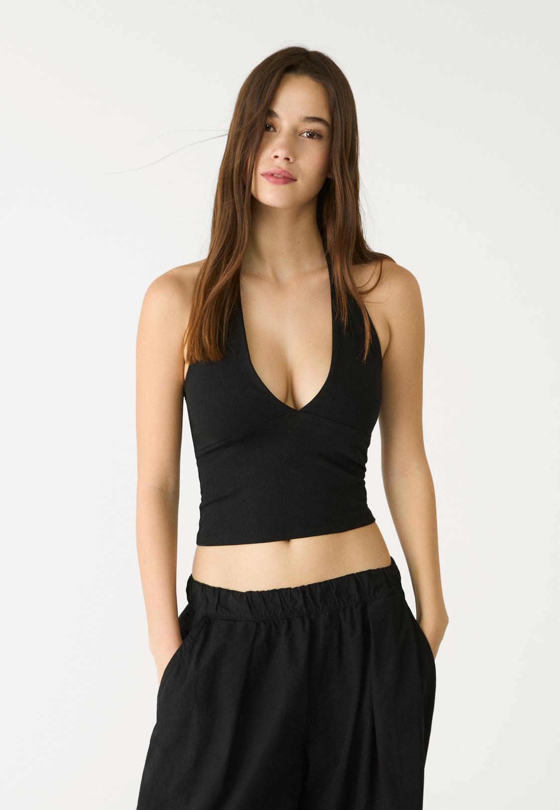 Necklines For Halter Top Broad Shoulders V-neck Halter Top Women's