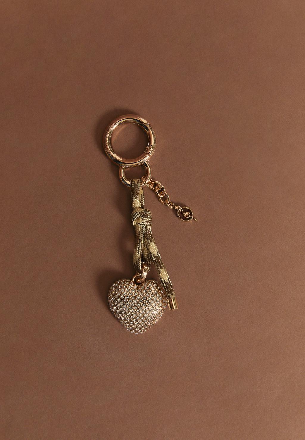 Key ring with rhinestone heart charm