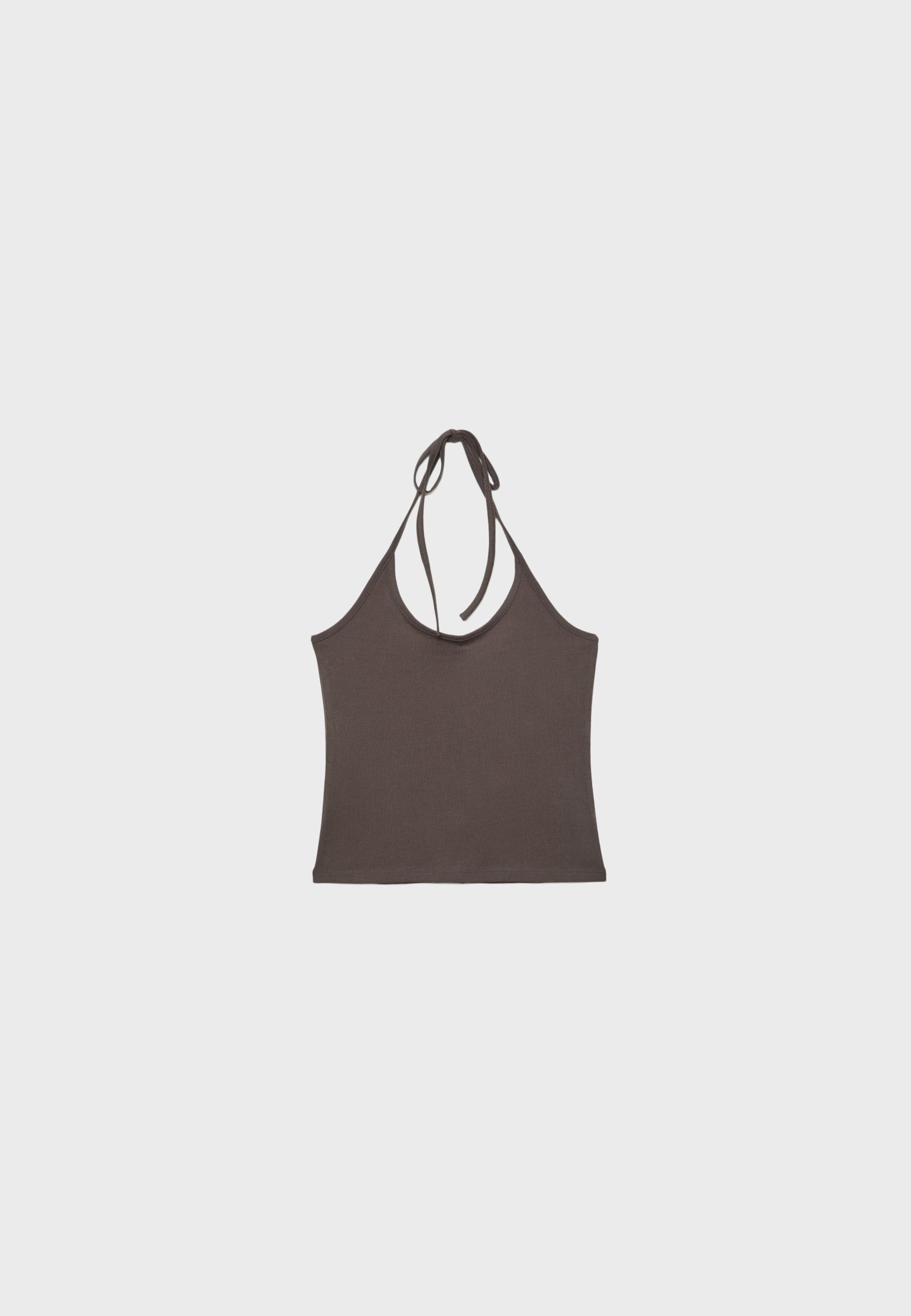 Knit halter top — Brown