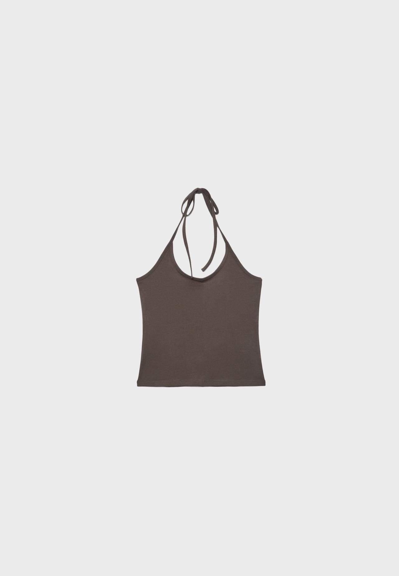 Knit halter top — Brown