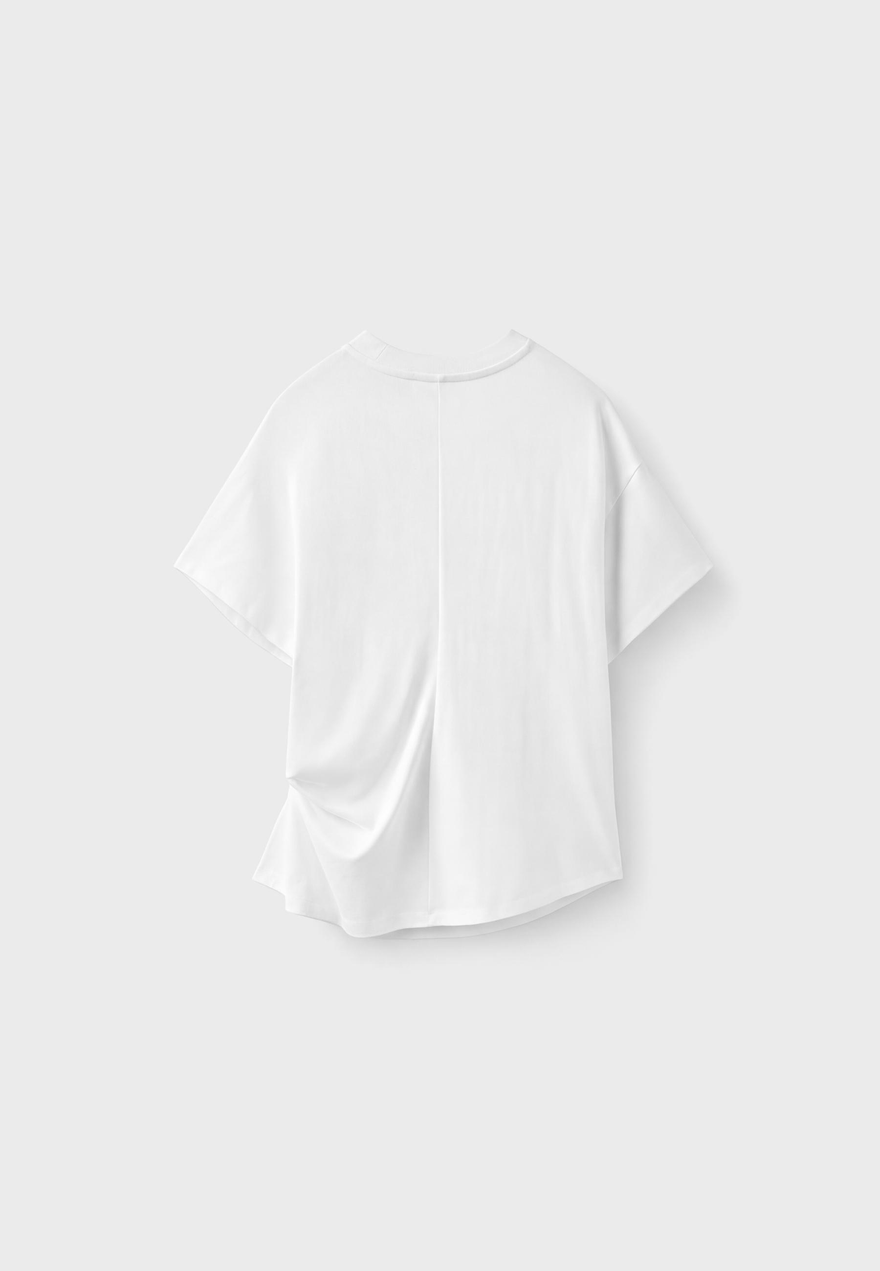 Short sleeve knot-detail T-shirt — Ecru