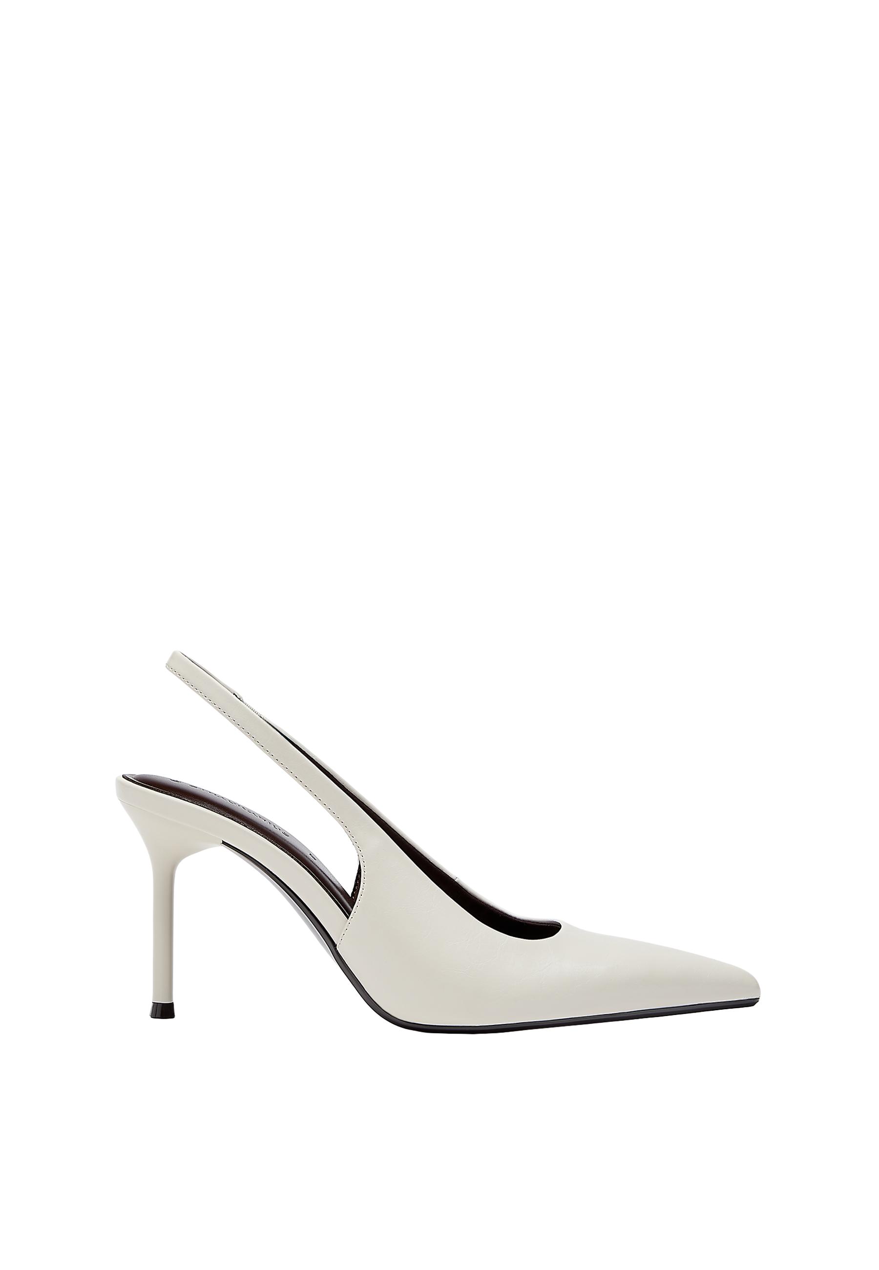 Leather effect heeled shoes — ECRU