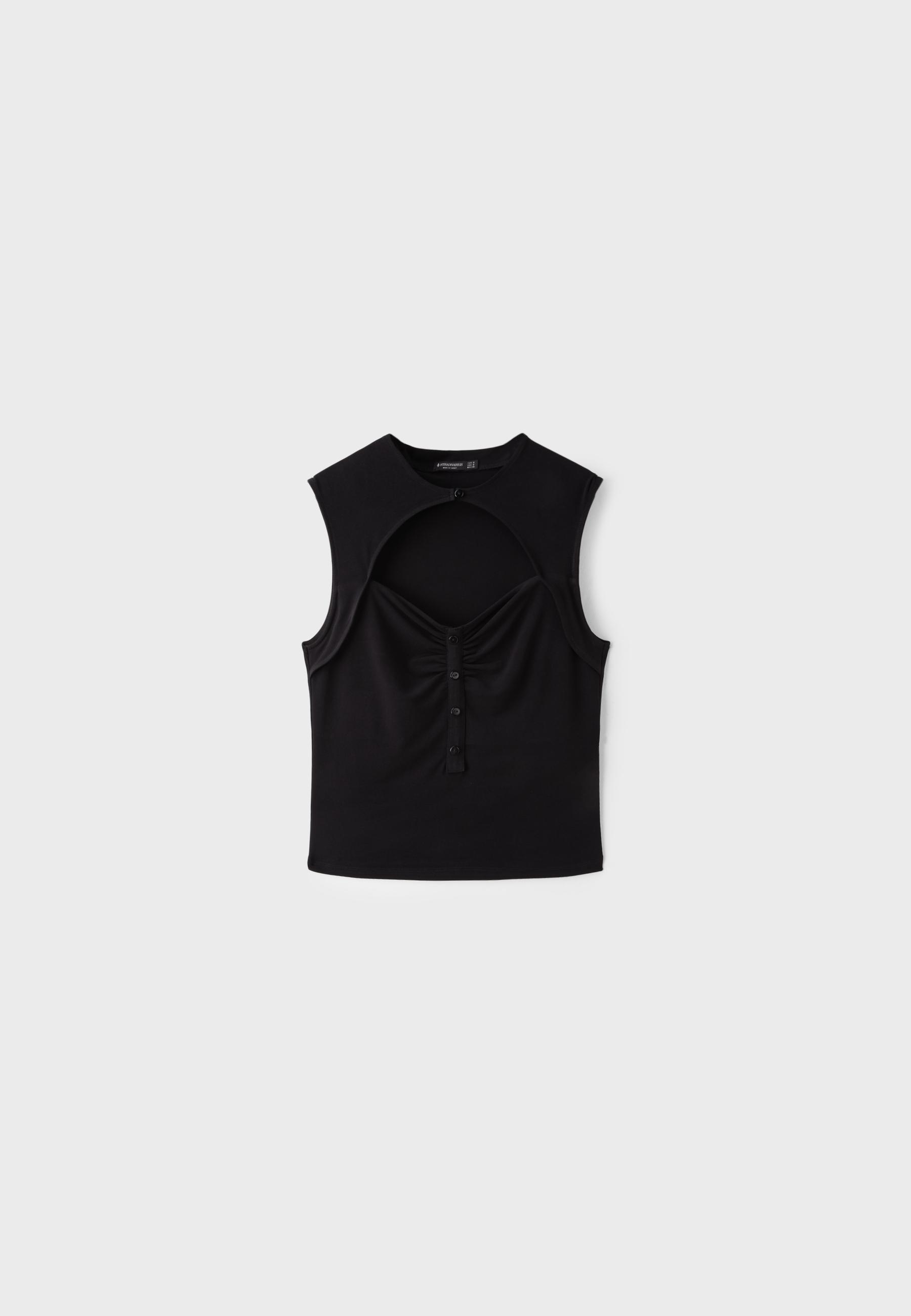 Fitted ruched top — Black