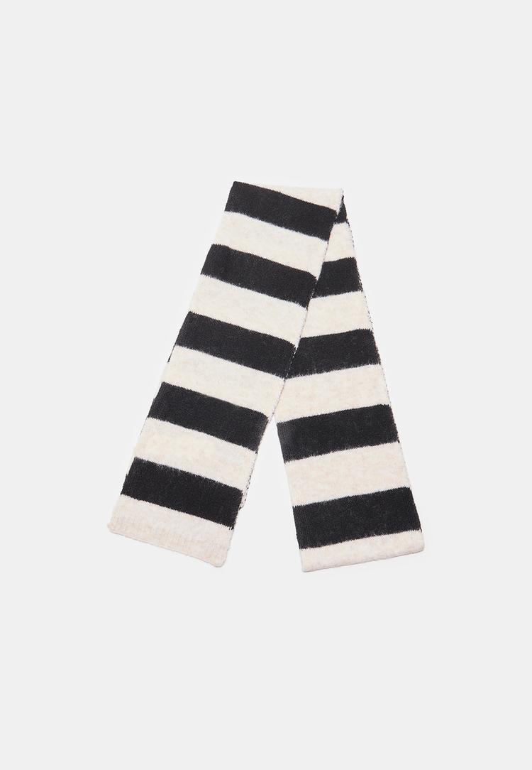 Stradivarius Eșarfă Cu Dungi Negru Os