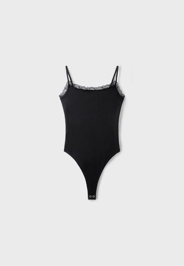 Bodysuit with lace detail — Black 7