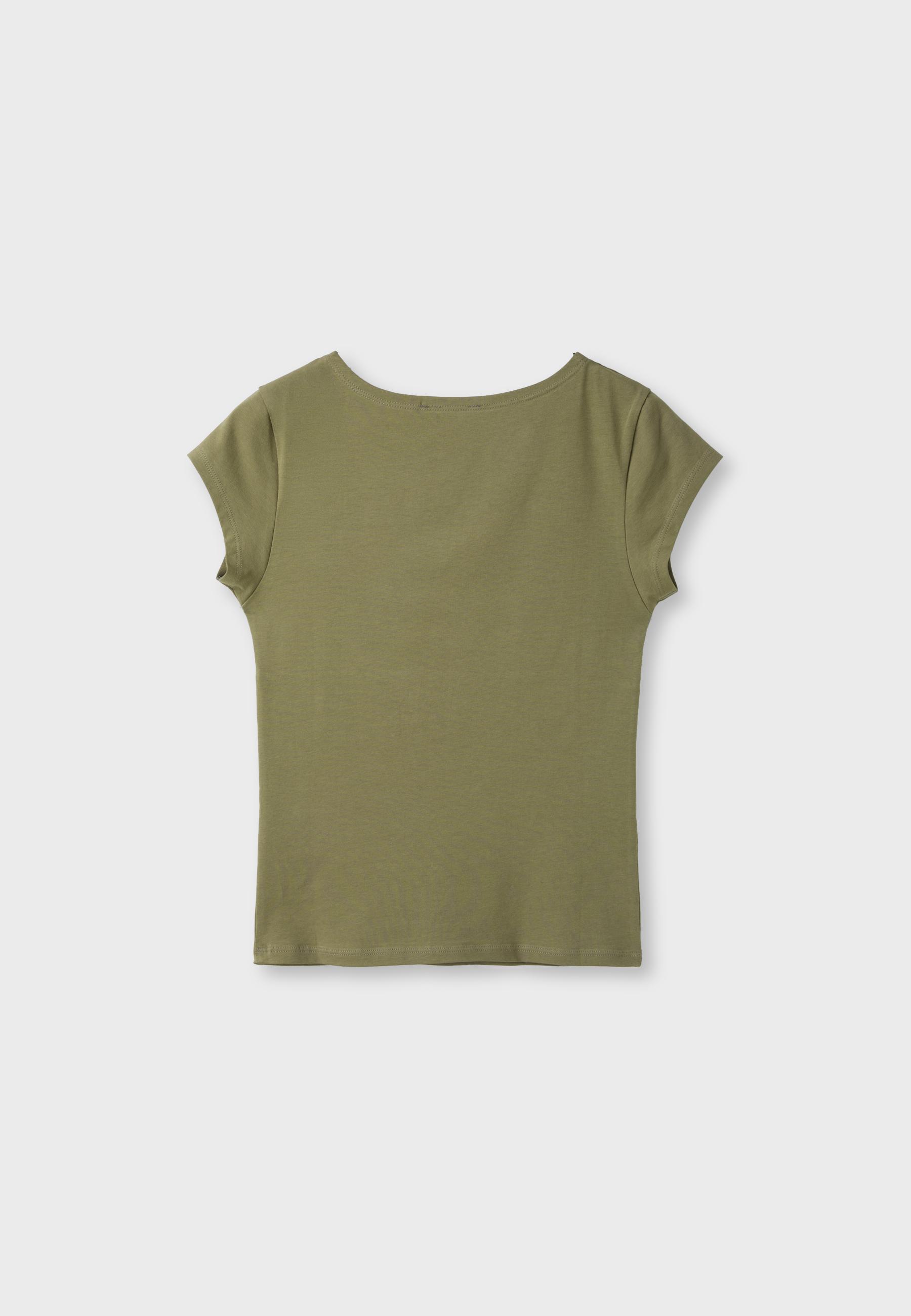 Under-bust short sleeve top — Khaki