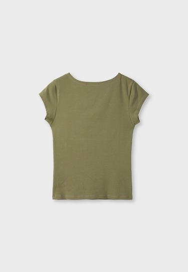 Short sleeve under-bust top — Khaki 7