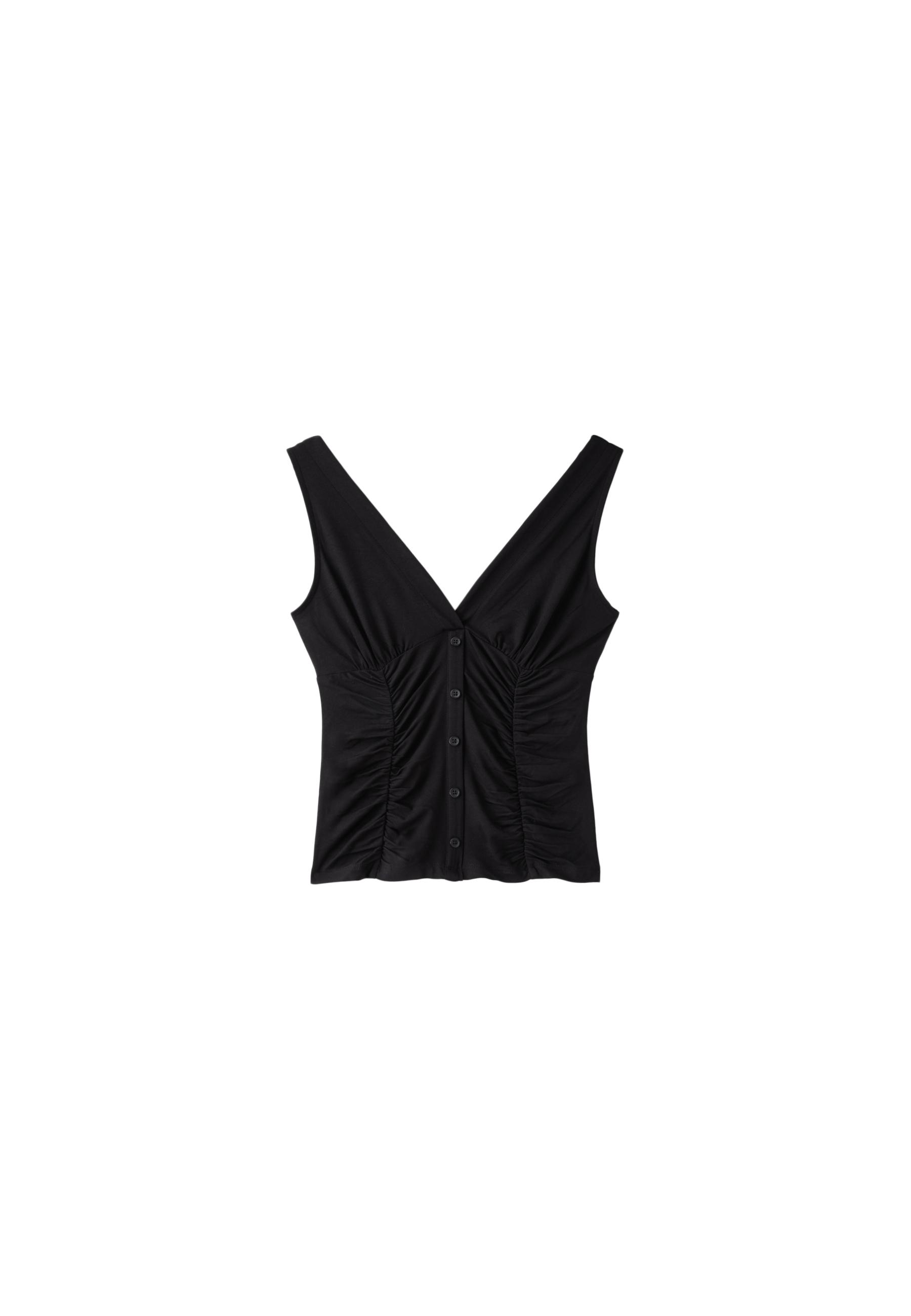 Fitted gathered top — Black