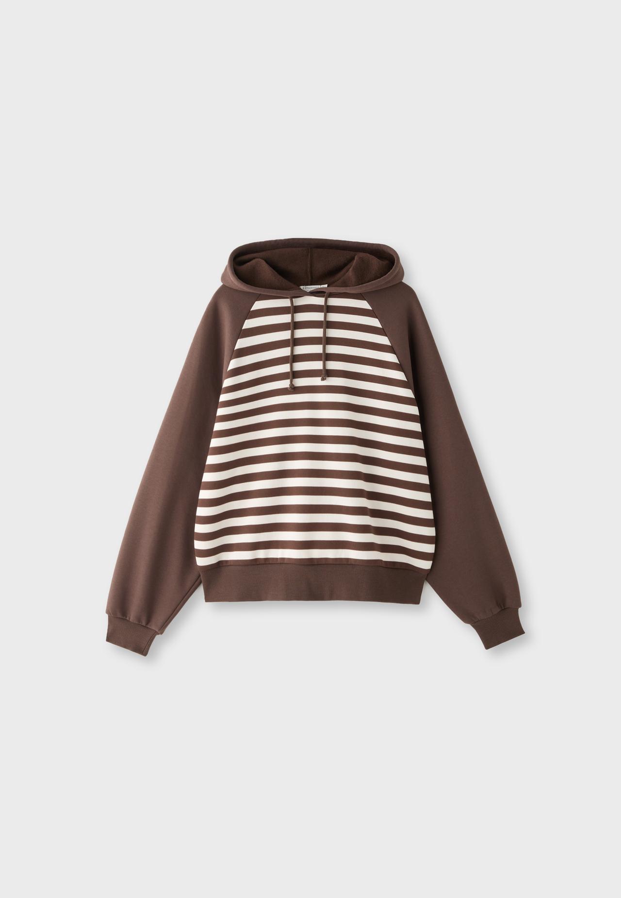 Striped hoodie — Brown