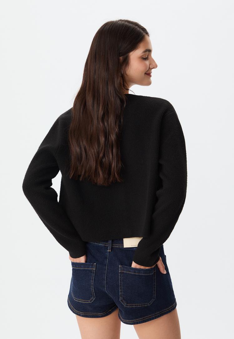 chaqueta punto rib botones