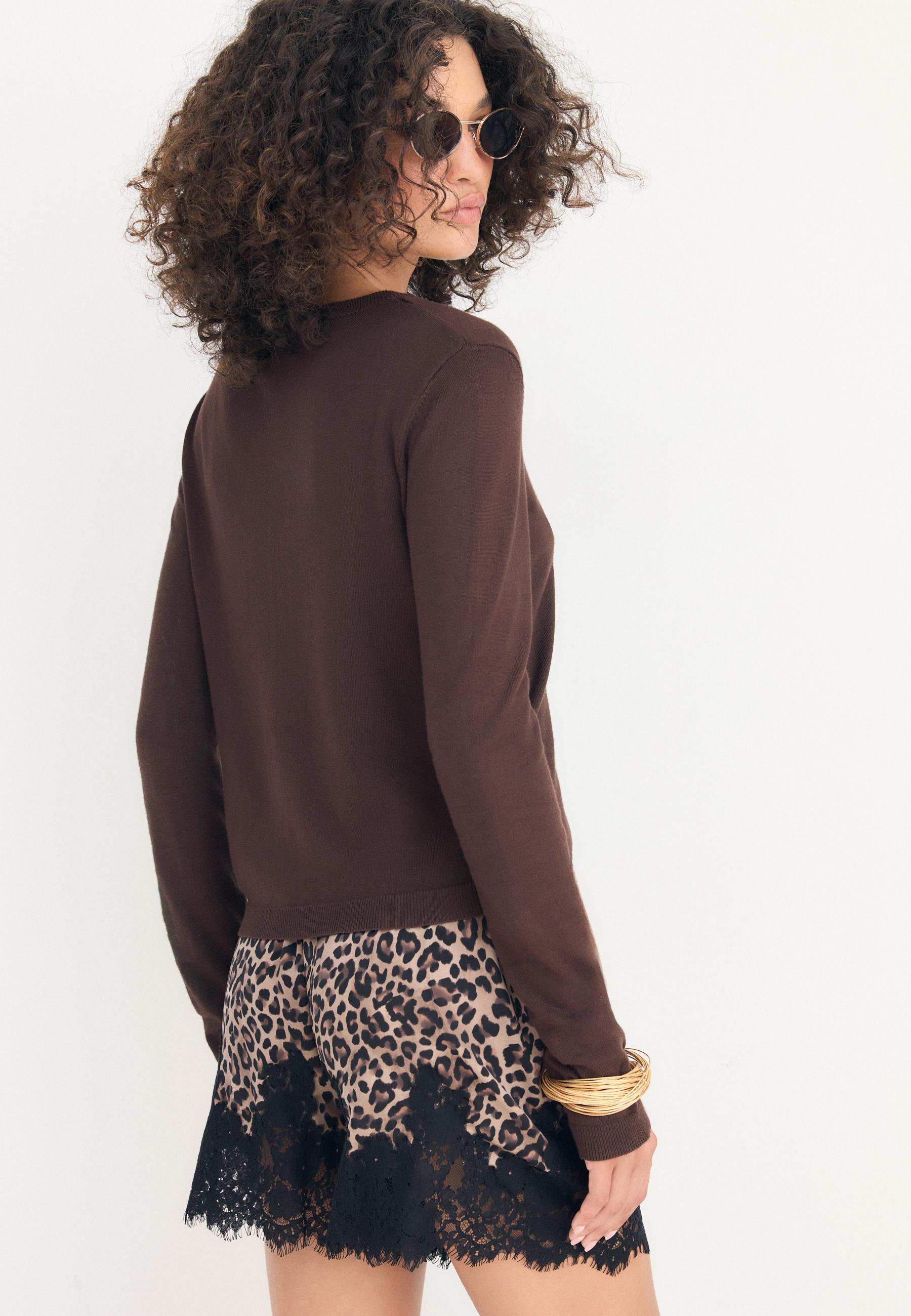 Knit cardigan — Brown