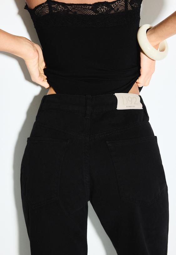 Stradivarius D92 Straight Wide Jeans Black 14