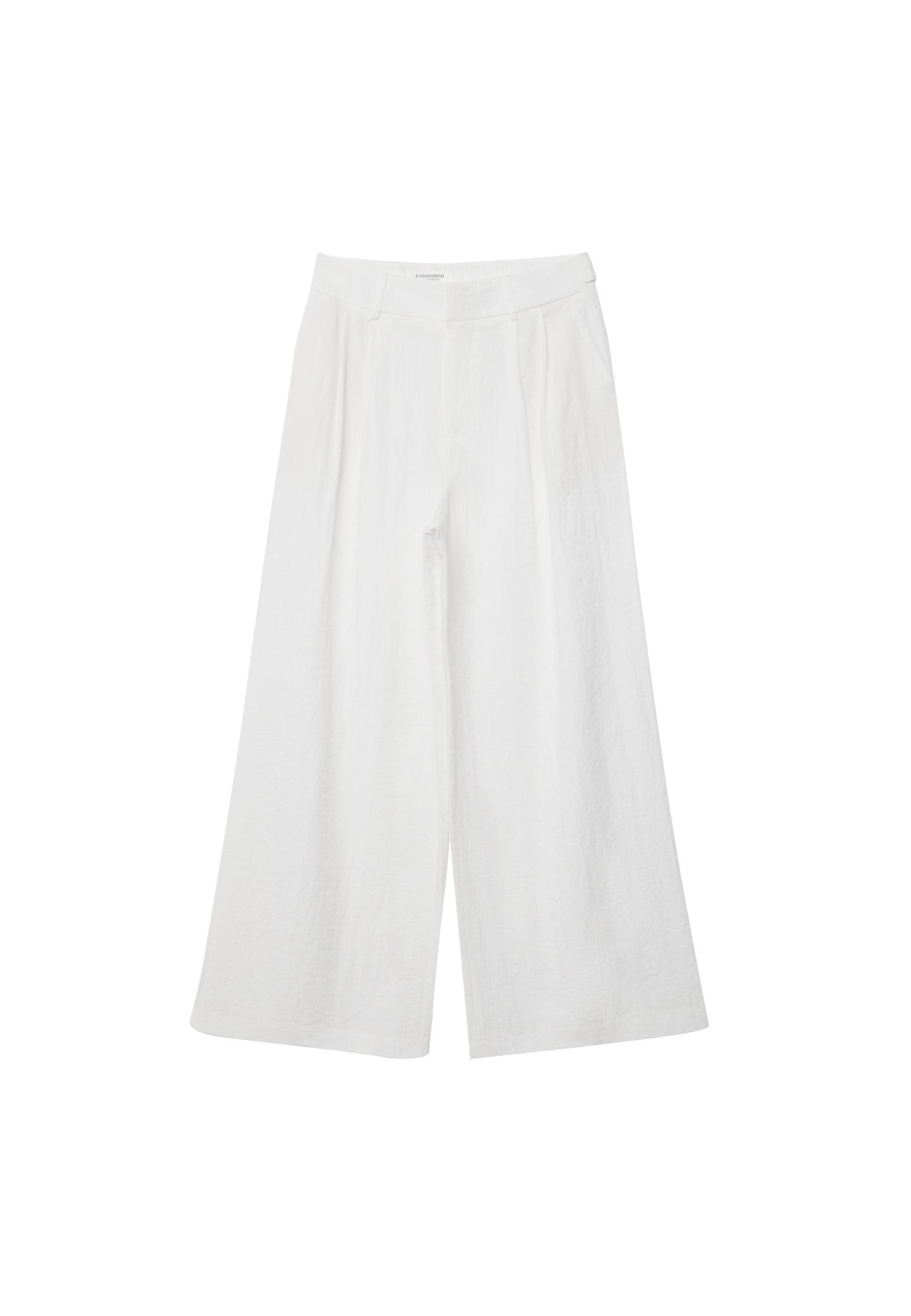 Ayarlanabilir keten görünümlü wide paça pantolon - Görsel 10