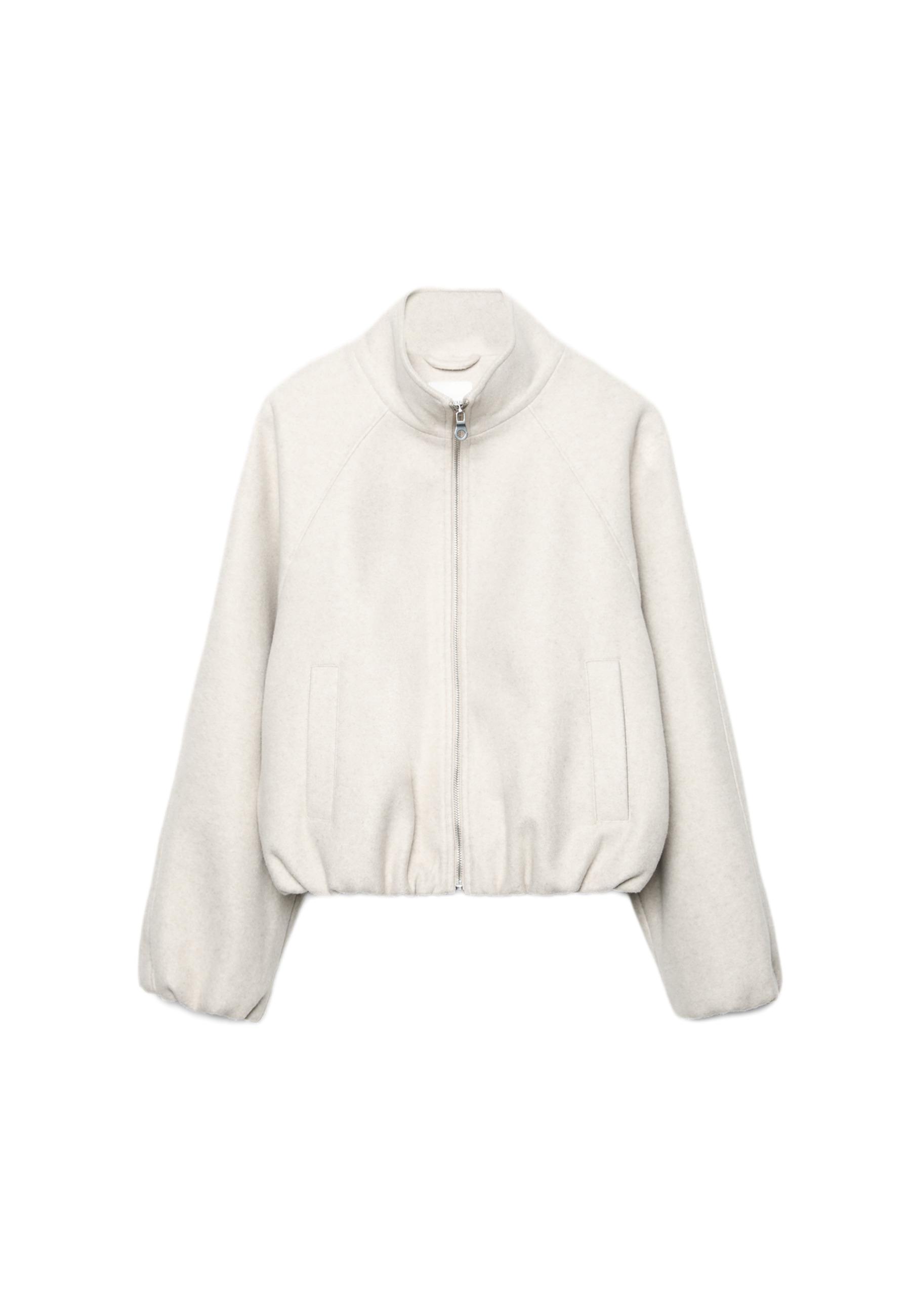 Soft-touch balloon bomber jacket — Ecru