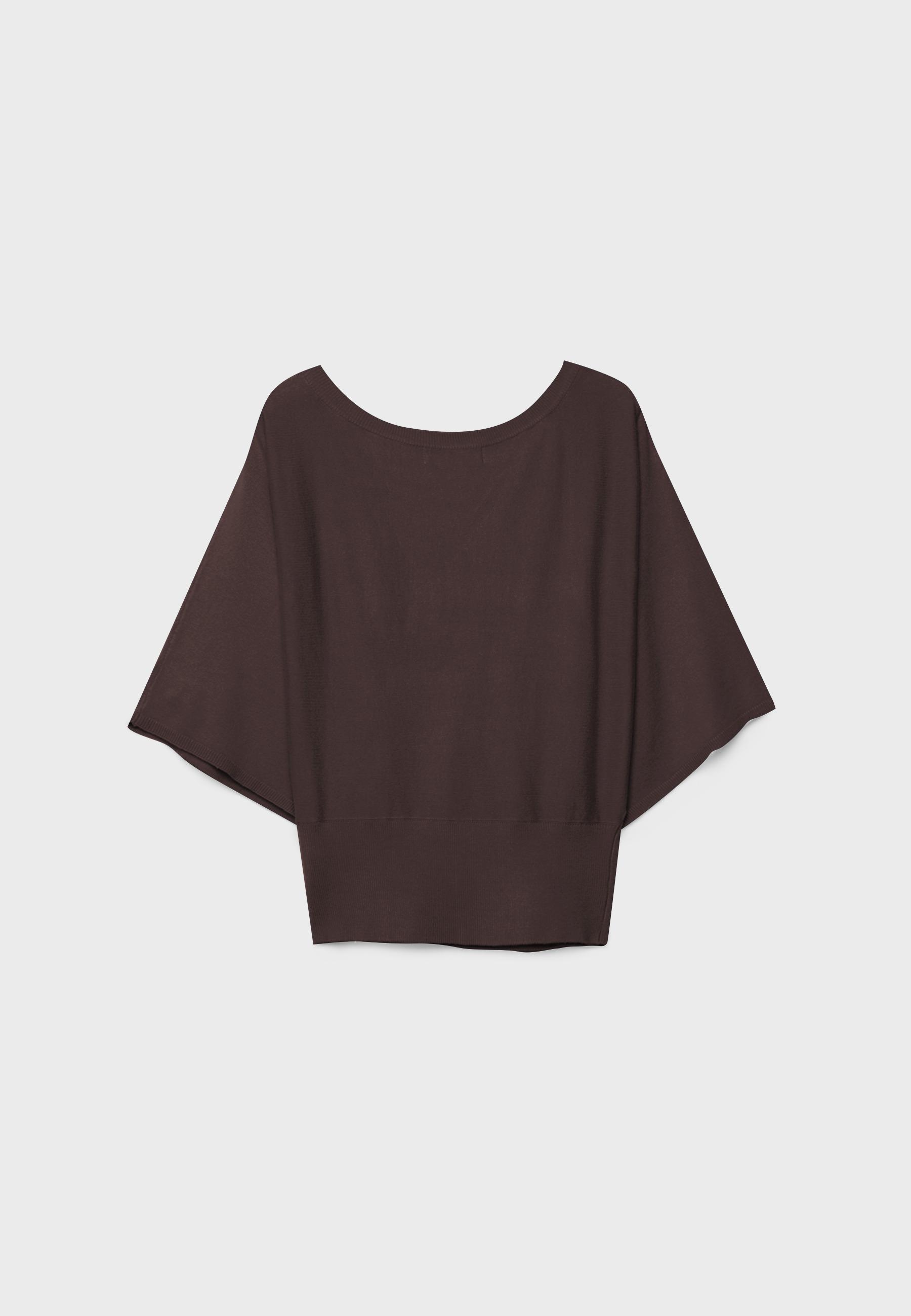 Wide sleeve knit sweater — Brown