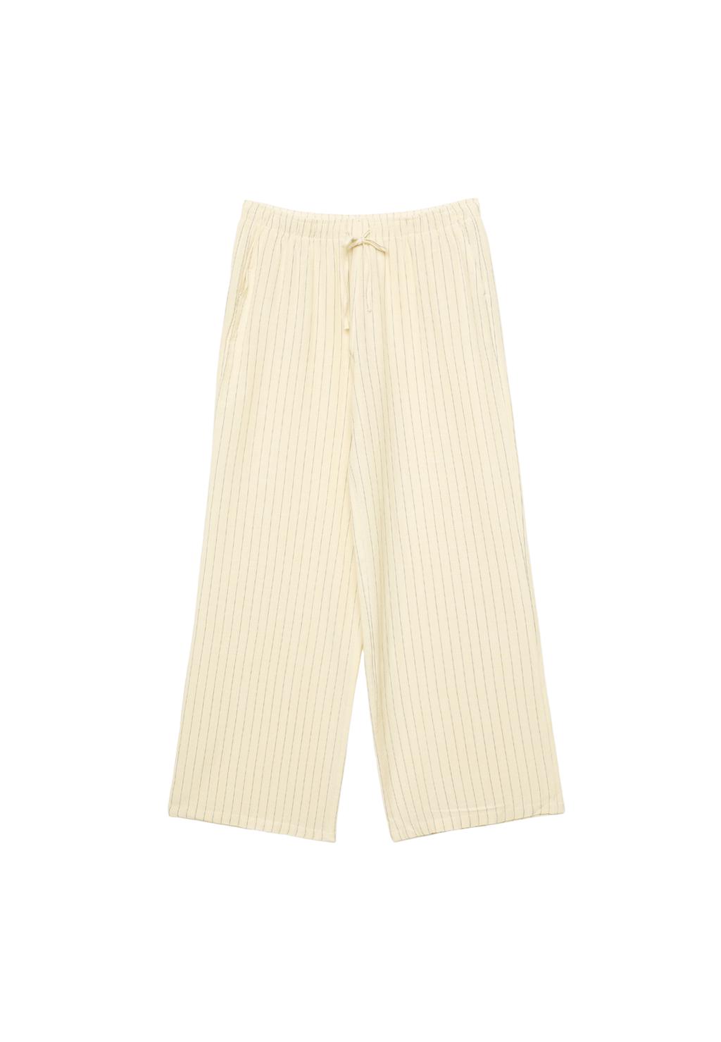 Pantalón fluido con lino rayas