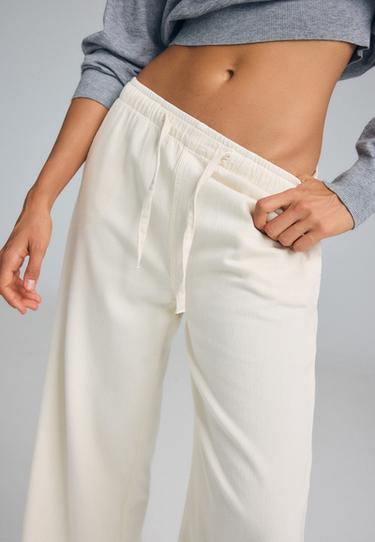 Drawstring flowing denim trousers — Vanilla 4